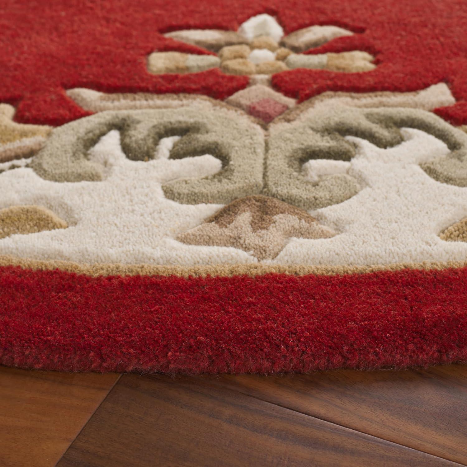 image:imageSAFAVIEH 8x10 Area Rug Aubusson Collection Large Peach amp Ivory Handmade Wool Ideal for Living Room Bedroom Dining Space AUB301SRustIvory