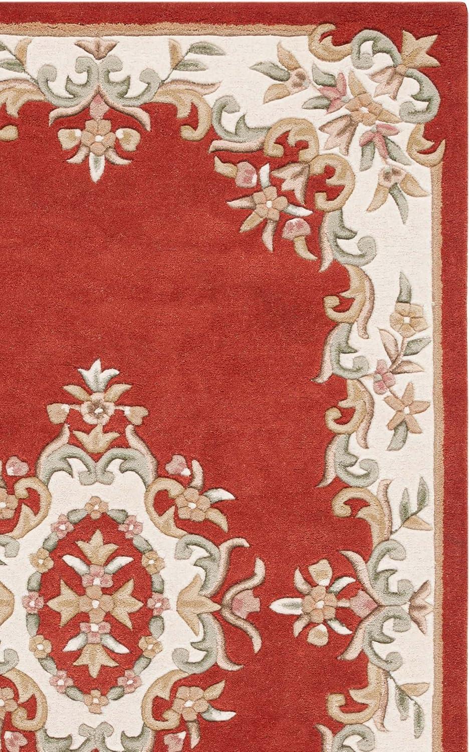 image:imageSAFAVIEH 8x10 Area Rug Aubusson Collection Large Peach amp Ivory Handmade Wool Ideal for Living Room Bedroom Dining Space AUB301SRustIvory