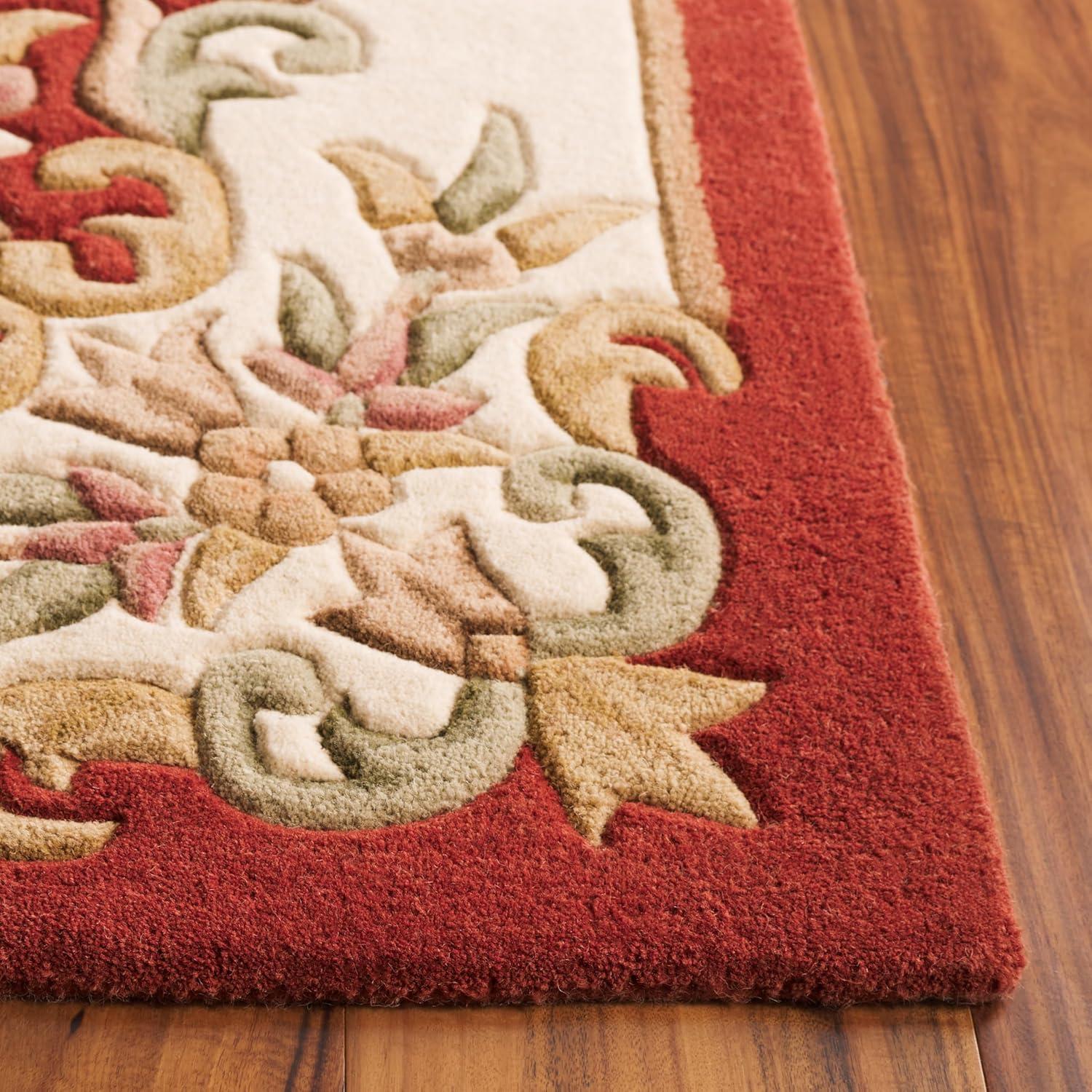 image:imageSAFAVIEH 8x10 Area Rug Aubusson Collection Large Peach amp Ivory Handmade Wool Ideal for Living Room Bedroom Dining Space AUB301SRustIvory