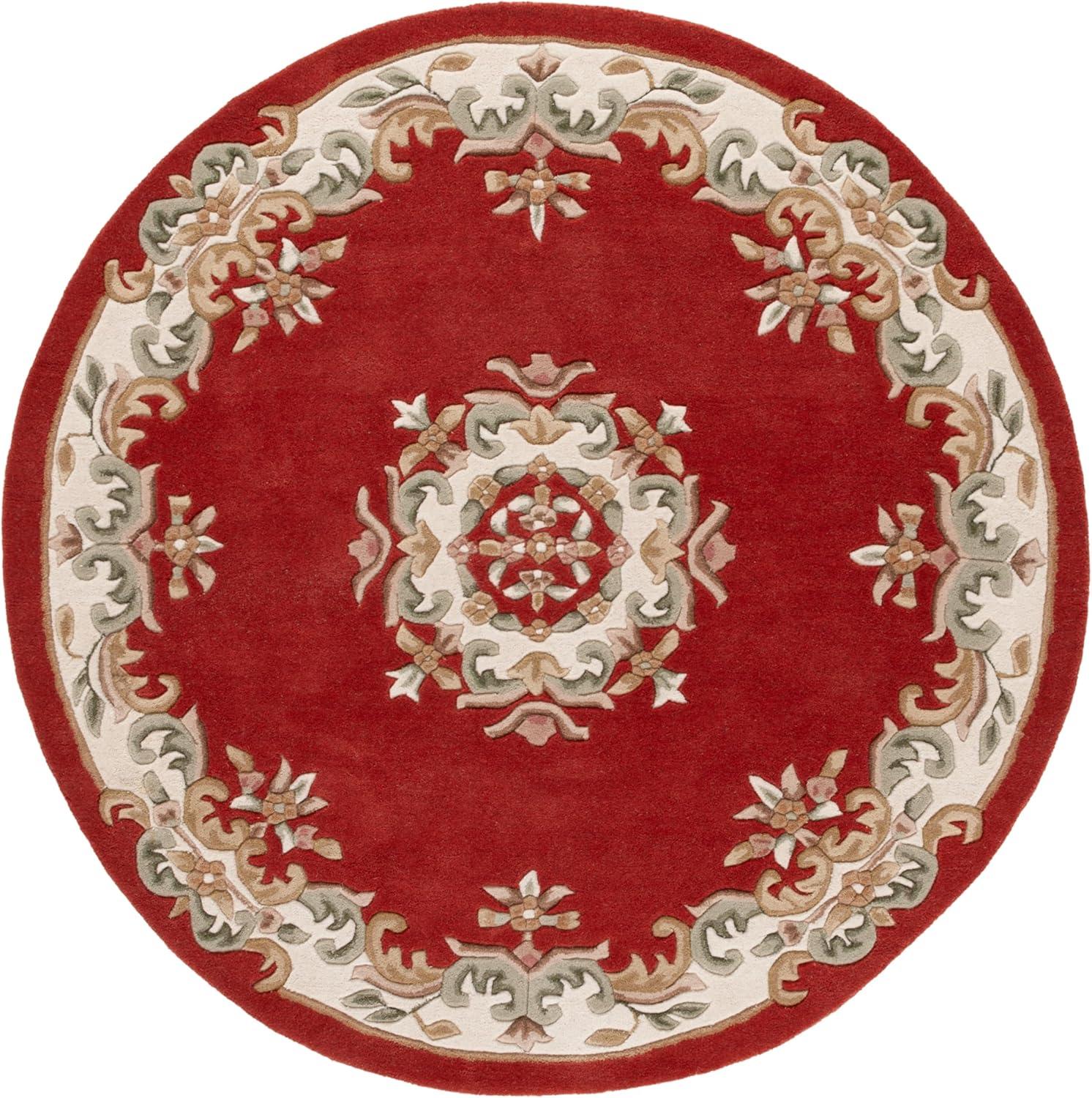 image:imageSAFAVIEH 8x10 Area Rug Aubusson Collection Large Peach amp Ivory Handmade Wool Ideal for Living Room Bedroom Dining Space AUB301SRustIvory