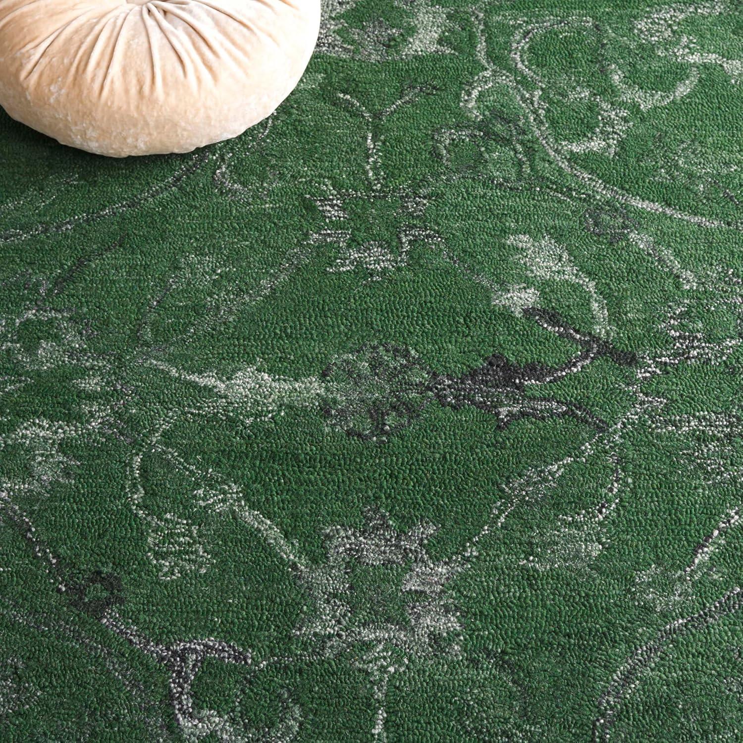 image:imageSAFAVIEH Area Rug 8x10 Anatolia Collection Large Beige amp Black Handmade Floral Scroll Design Ideal for Living Room Bedroom Office Dining Space AN401BDark Green