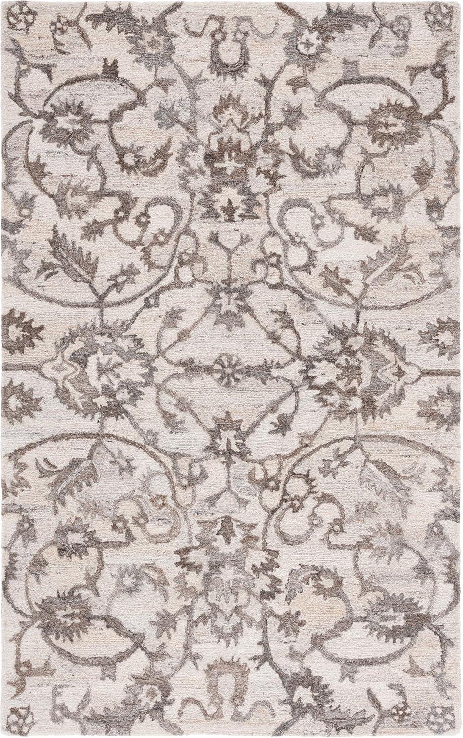 image:imageSAFAVIEH Area Rug 8x10 Anatolia Collection Large Beige amp Black Handmade Floral Scroll Design Ideal for Living Room Bedroom Office Dining Space AN401BIvoryBrown