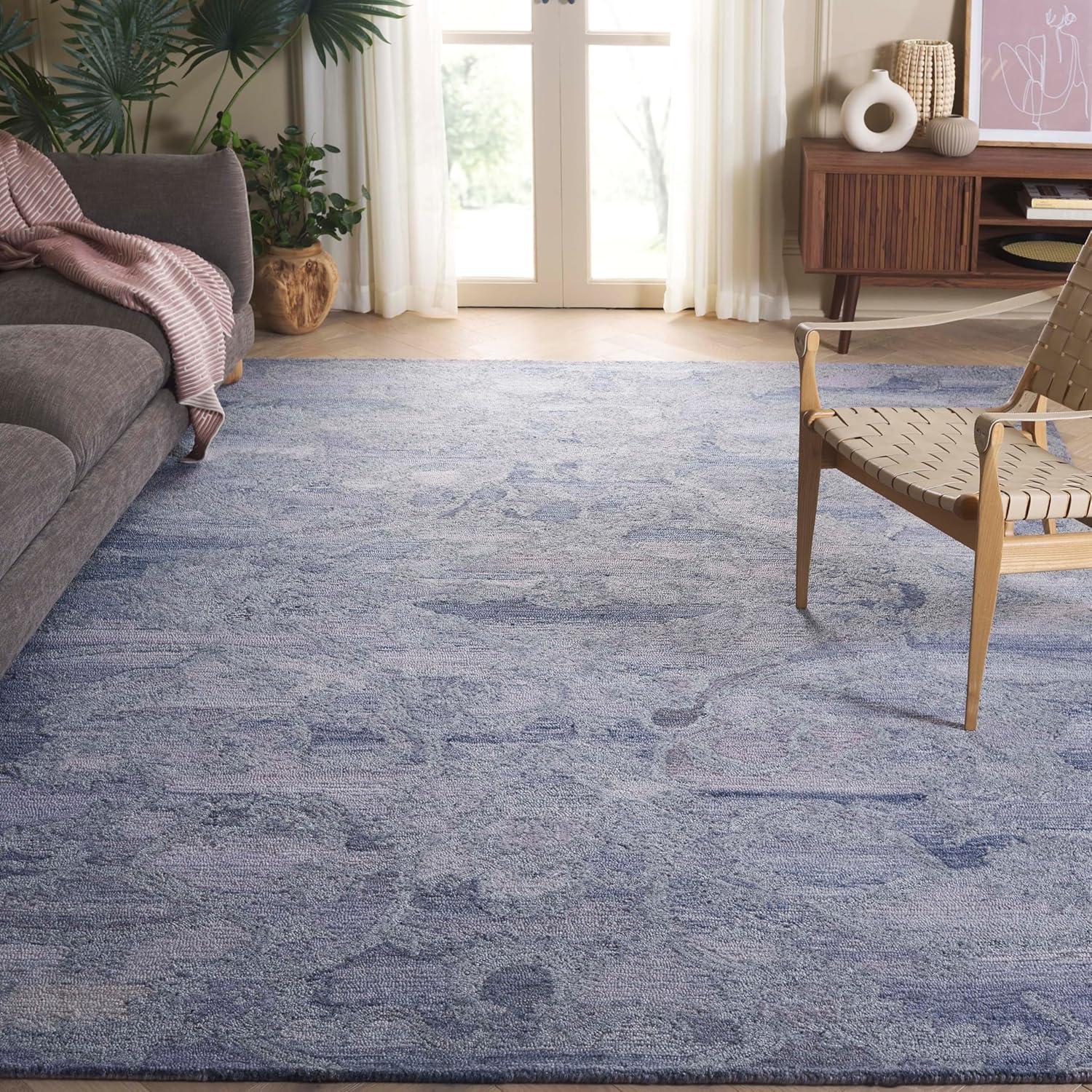 image:imageSAFAVIEH Area Rug 8x10 Anatolia Collection Large Beige amp Black Handmade Floral Scroll Design Ideal for Living Room Bedroom Office Dining Space AN401BVioletPurple