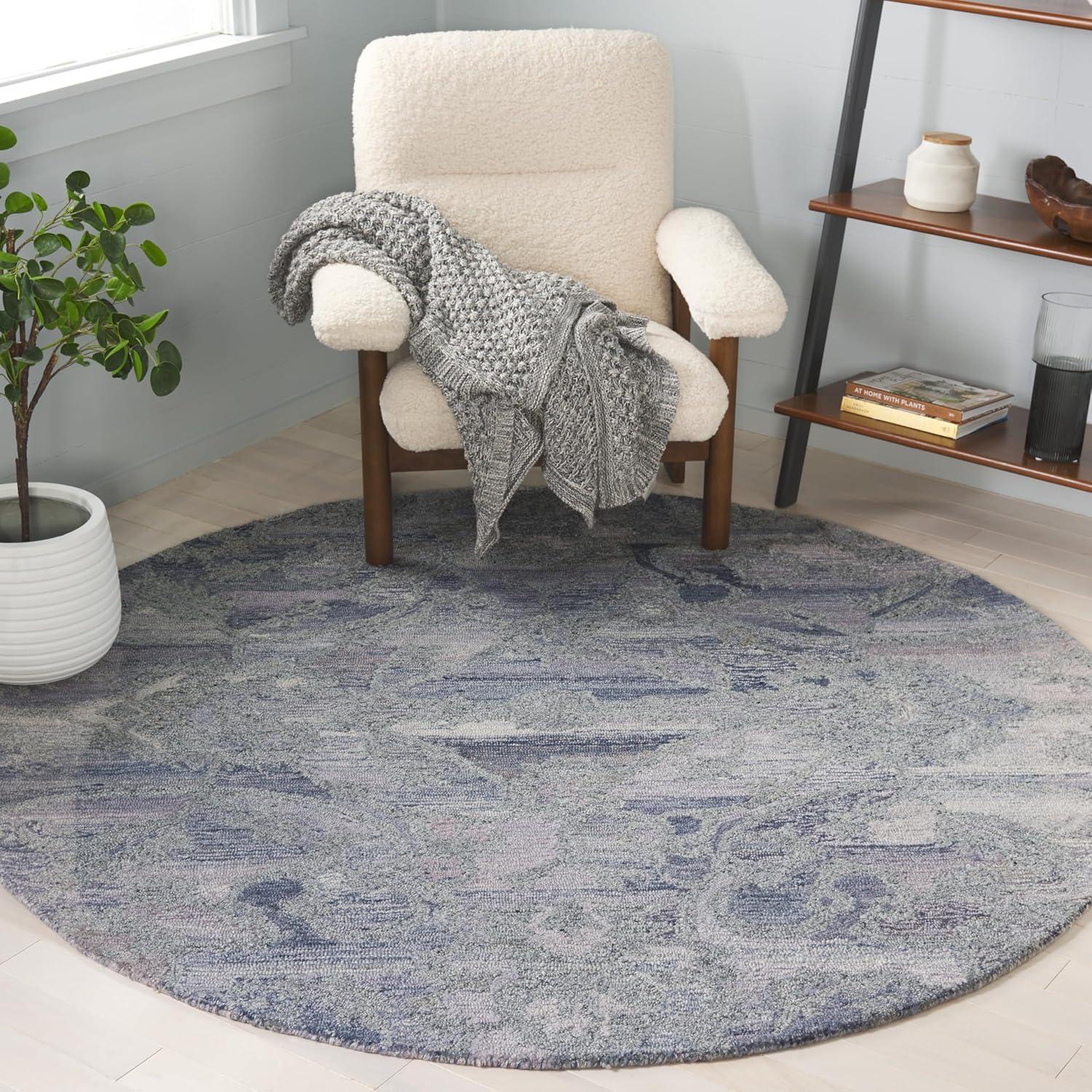 image:imageSAFAVIEH Area Rug 8x10 Anatolia Collection Large Beige amp Black Handmade Floral Scroll Design Ideal for Living Room Bedroom Office Dining Space AN401BVioletPurple