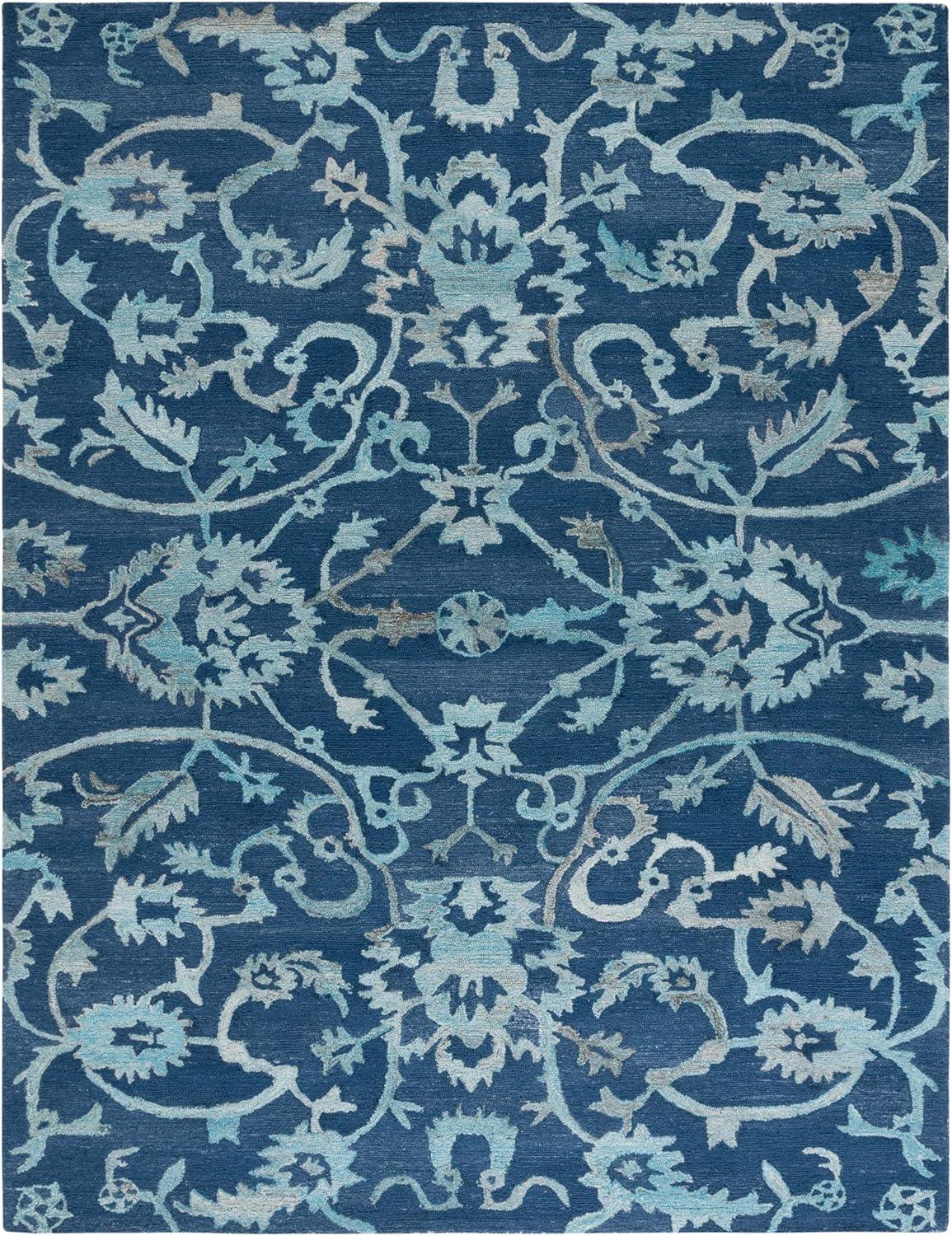image:imageSAFAVIEH Area Rug 8x10 Anatolia Collection Large Beige amp Black Handmade Floral Scroll Design Ideal for Living Room Bedroom Office Dining Space AN401BNavy