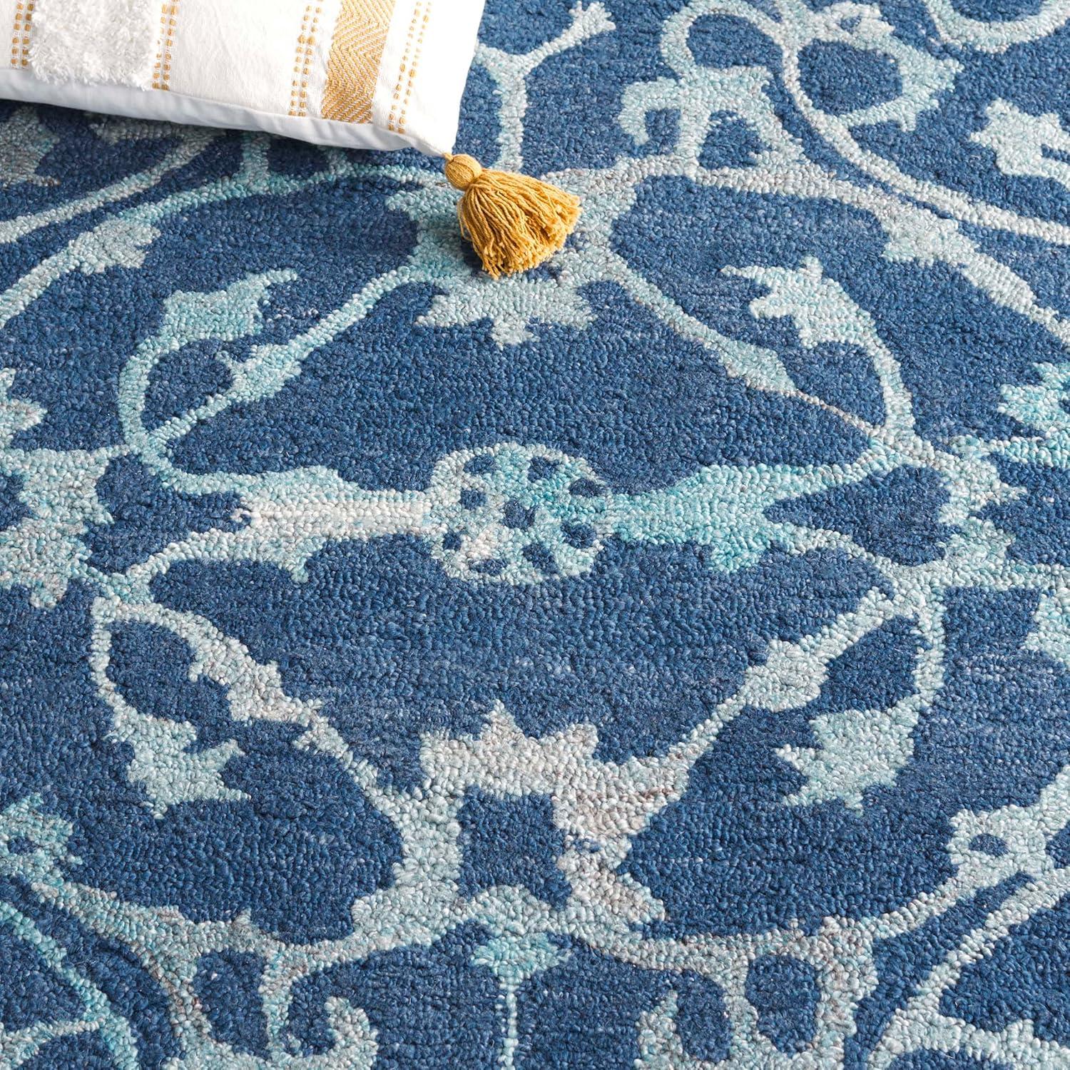 image:imageSAFAVIEH Area Rug 8x10 Anatolia Collection Large Beige amp Black Handmade Floral Scroll Design Ideal for Living Room Bedroom Office Dining Space AN401BNavy