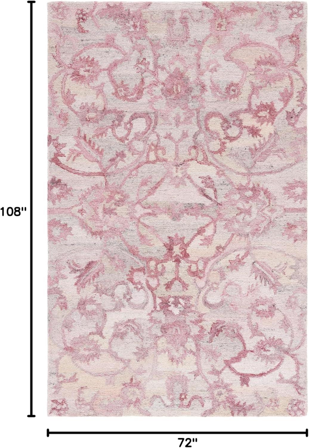 image:imageSAFAVIEH Area Rug 8x10 Anatolia Collection Large Beige amp Black Handmade Floral Scroll Design Ideal for Living Room Bedroom Office Dining Space AN401BLight Pink