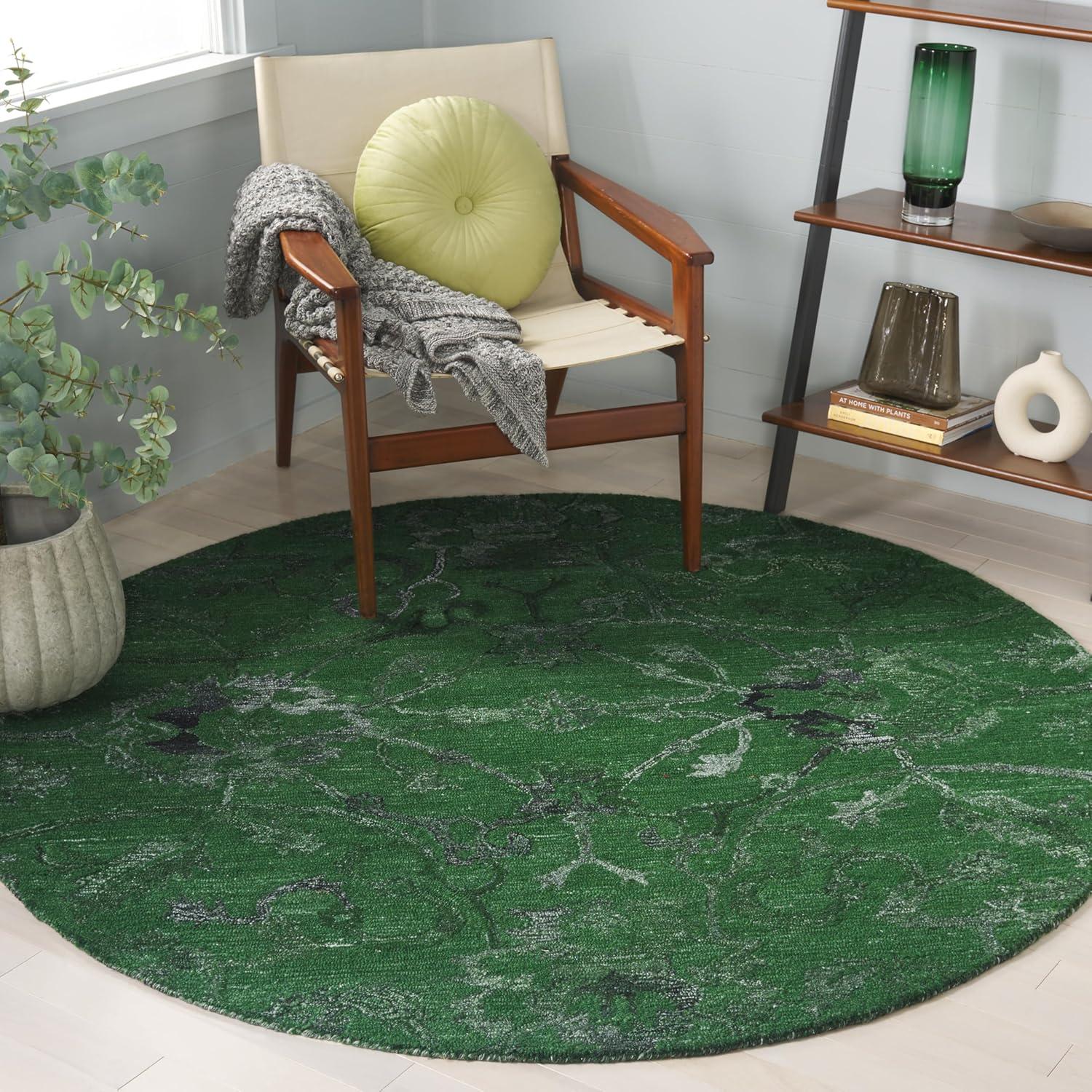 image:imageSAFAVIEH Area Rug 8x10 Anatolia Collection Large Beige amp Black Handmade Floral Scroll Design Ideal for Living Room Bedroom Office Dining Space AN401BDark Green