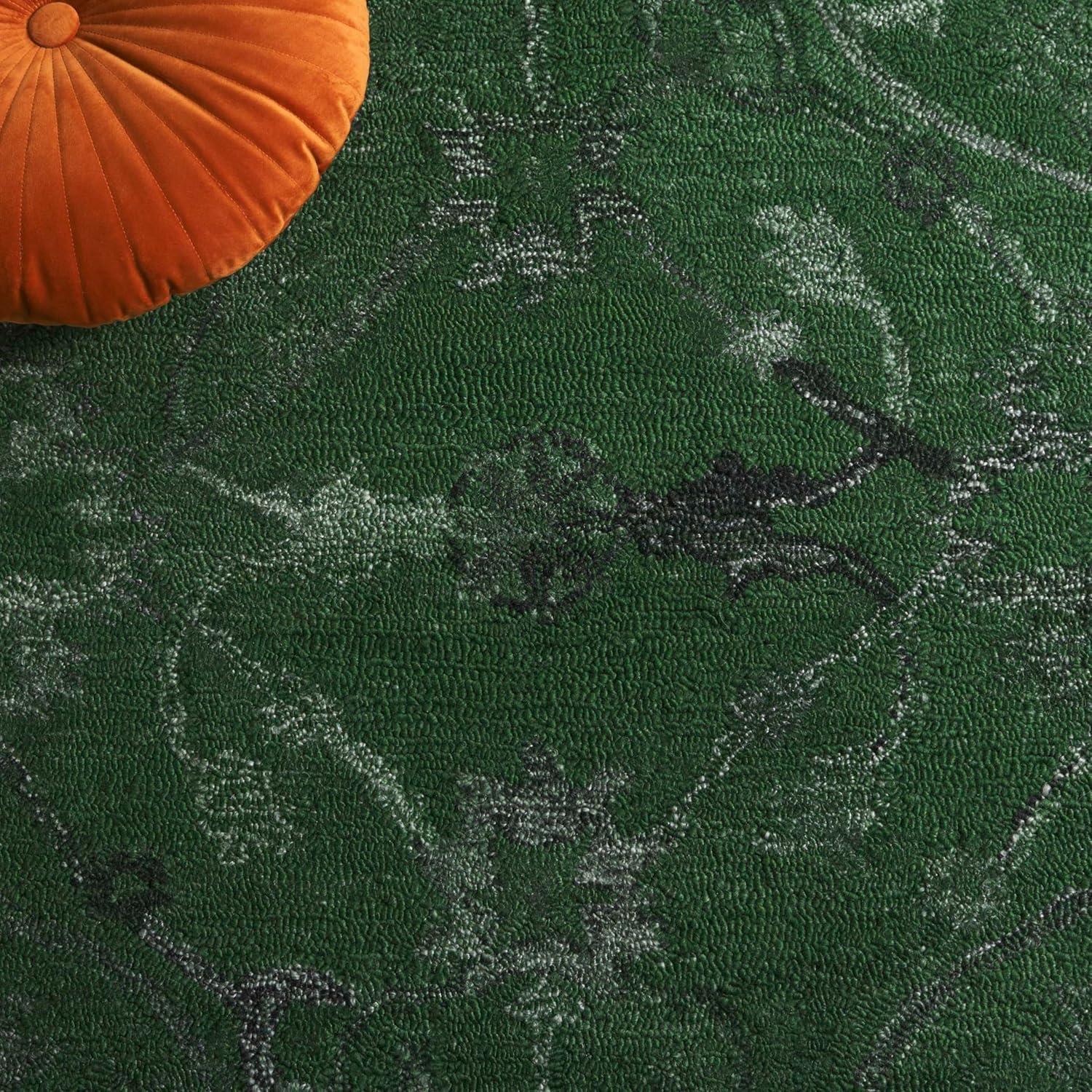 image:imageSAFAVIEH Area Rug 8x10 Anatolia Collection Large Beige amp Black Handmade Floral Scroll Design Ideal for Living Room Bedroom Office Dining Space AN401BDark Green