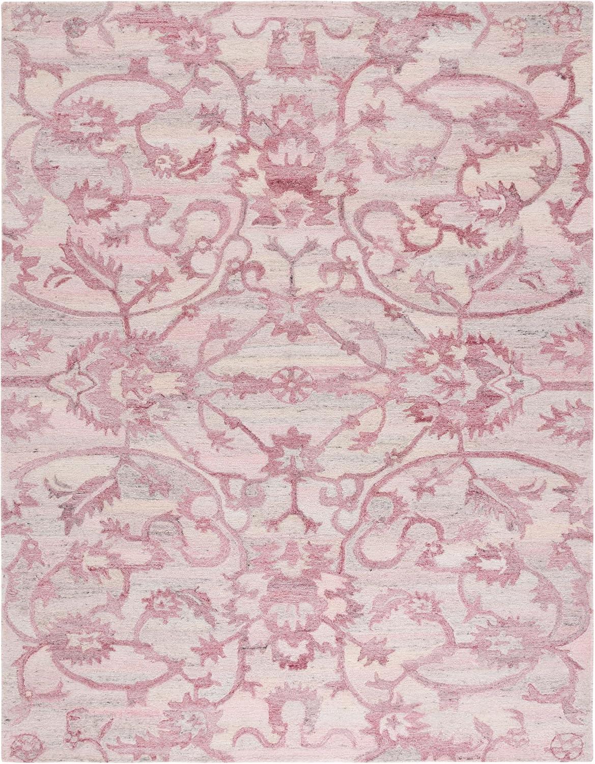 image:imageSAFAVIEH Area Rug 8x10 Anatolia Collection Large Beige amp Black Handmade Floral Scroll Design Ideal for Living Room Bedroom Office Dining Space AN401BLight Pink
