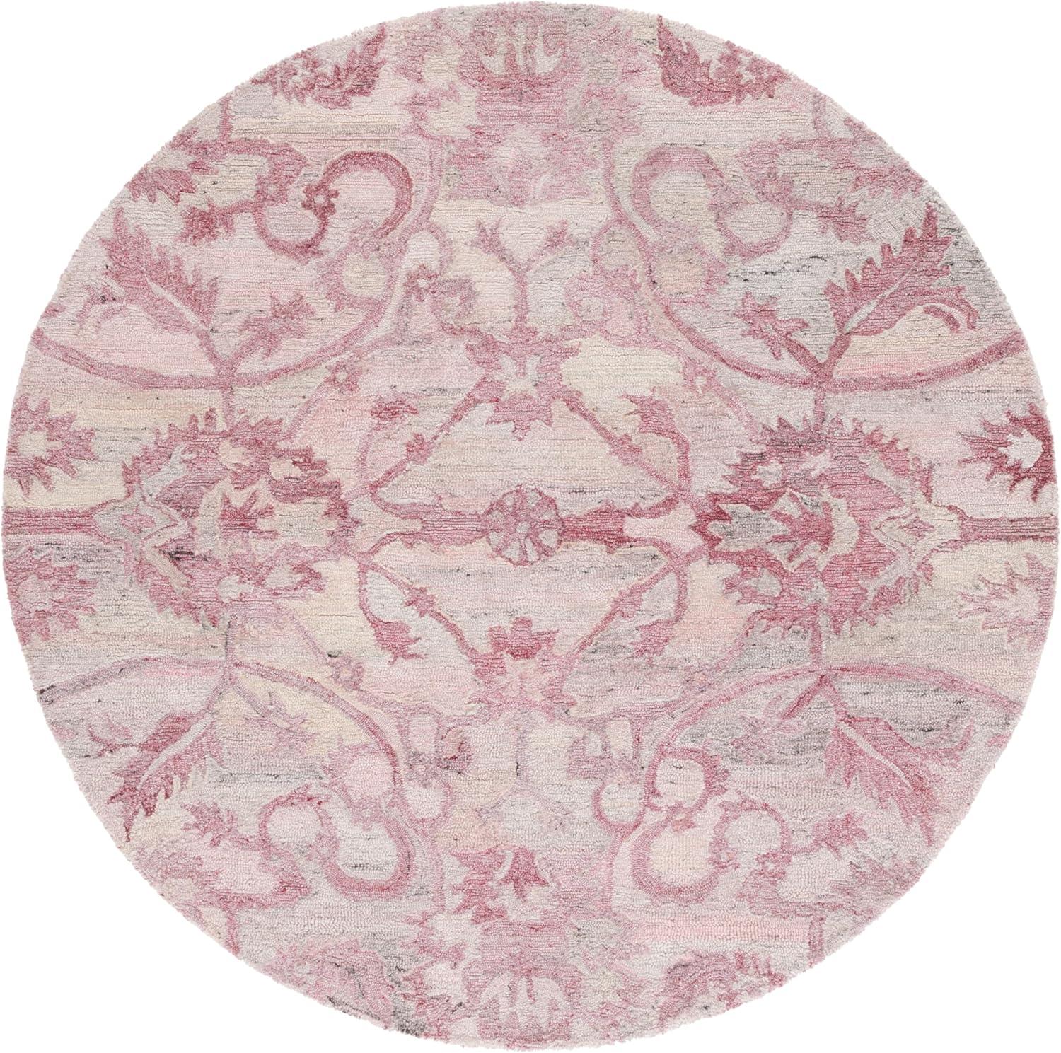image:imageSAFAVIEH Area Rug 8x10 Anatolia Collection Large Beige amp Black Handmade Floral Scroll Design Ideal for Living Room Bedroom Office Dining Space AN401BLight Pink