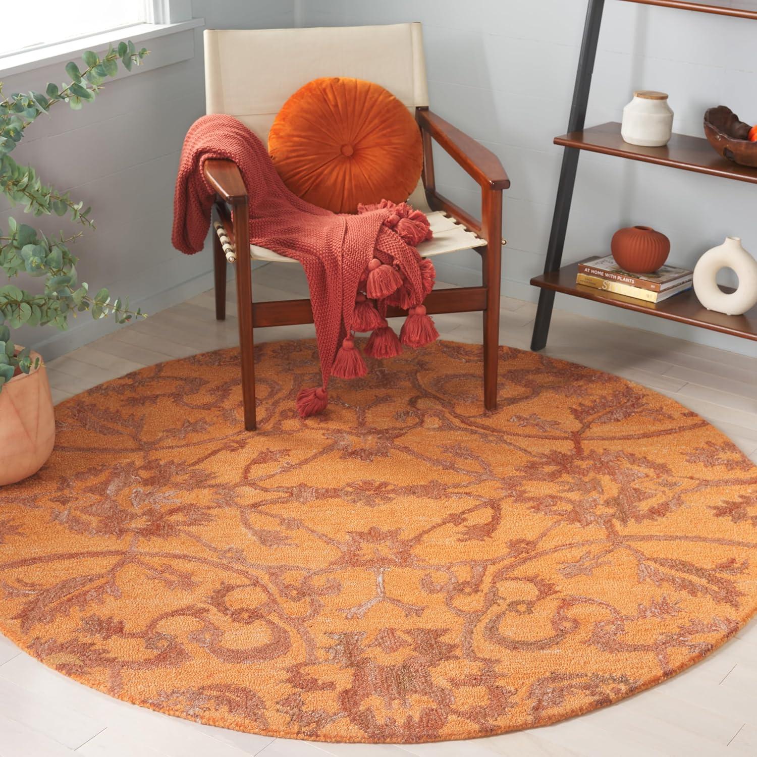 image:imageSAFAVIEH Area Rug 8x10 Anatolia Collection Large Beige amp Black Handmade Floral Scroll Design Ideal for Living Room Bedroom Office Dining Space AN401BRust