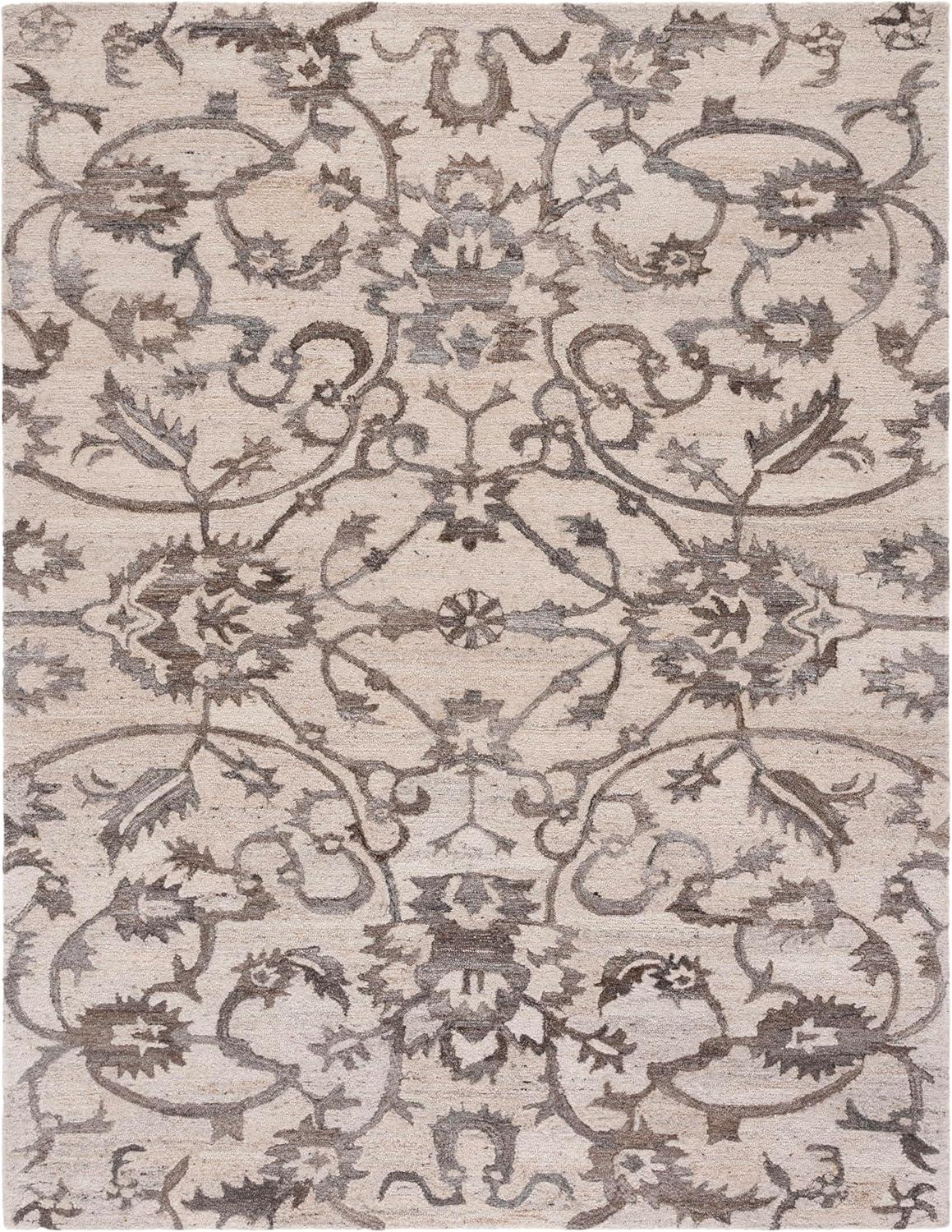 image:imageSAFAVIEH Area Rug 8x10 Anatolia Collection Large Beige amp Black Handmade Floral Scroll Design Ideal for Living Room Bedroom Office Dining Space AN401BIvoryBrown