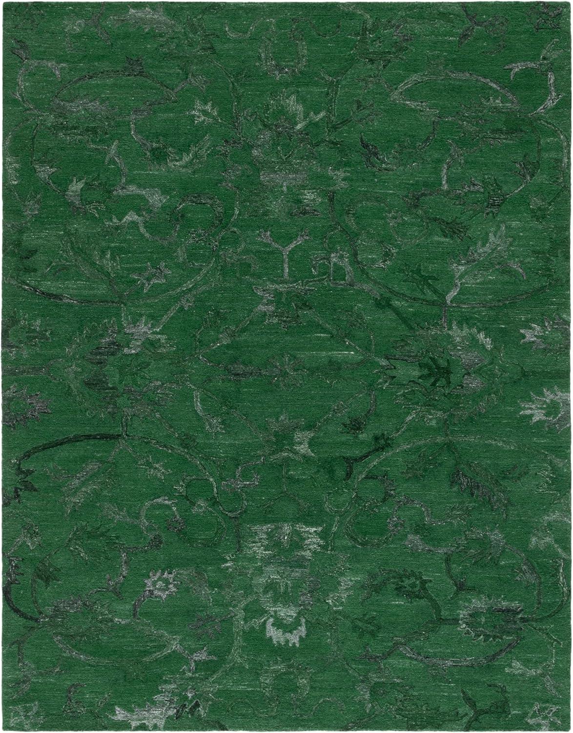image:imageSAFAVIEH Area Rug 8x10 Anatolia Collection Large Beige amp Black Handmade Floral Scroll Design Ideal for Living Room Bedroom Office Dining Space AN401BDark Green