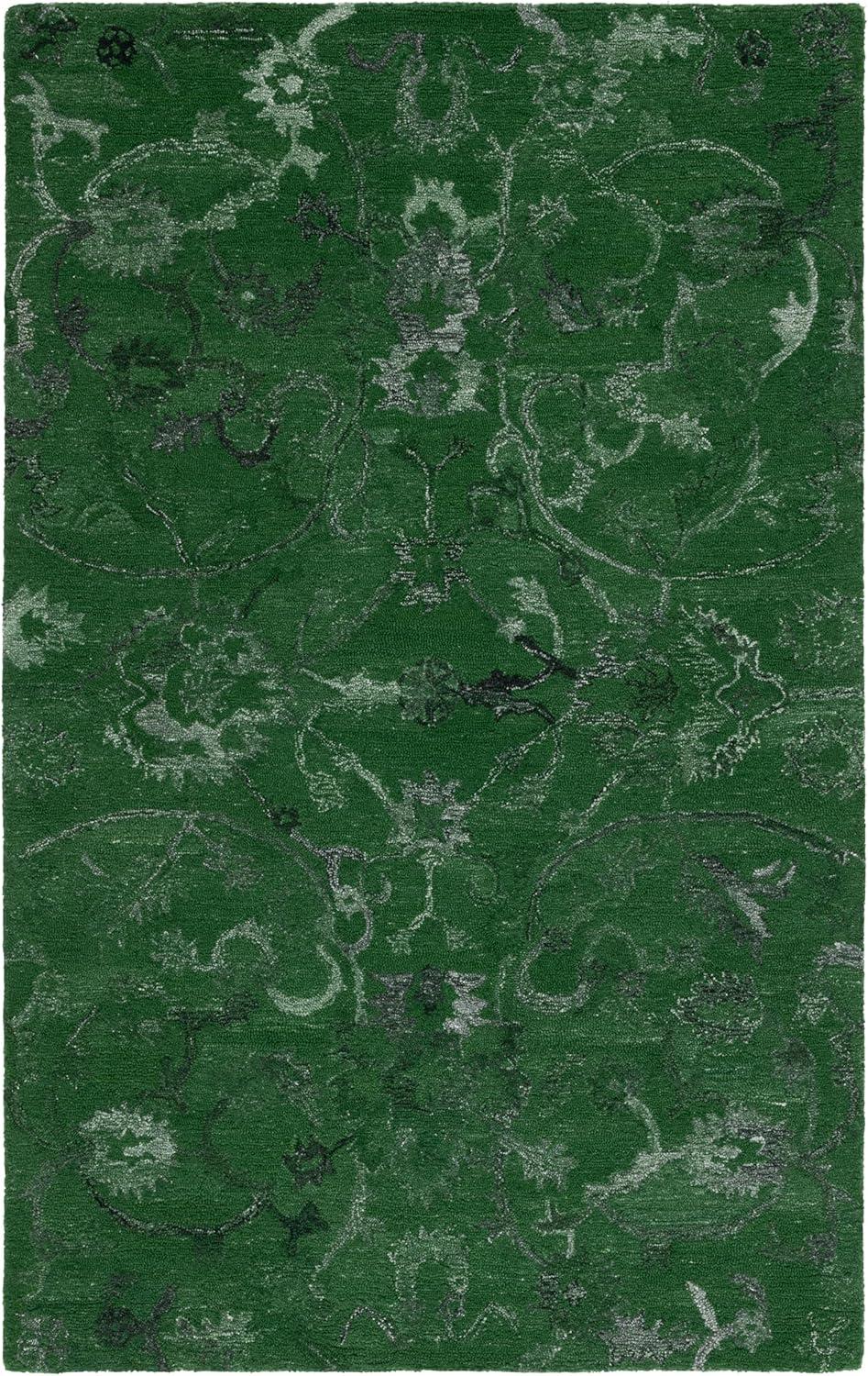 image:imageSAFAVIEH Area Rug 8x10 Anatolia Collection Large Beige amp Black Handmade Floral Scroll Design Ideal for Living Room Bedroom Office Dining Space AN401BDark Green