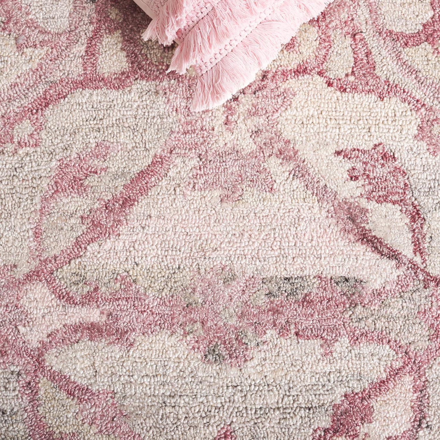 image:imageSAFAVIEH Area Rug 8x10 Anatolia Collection Large Beige amp Black Handmade Floral Scroll Design Ideal for Living Room Bedroom Office Dining Space AN401BLight Pink