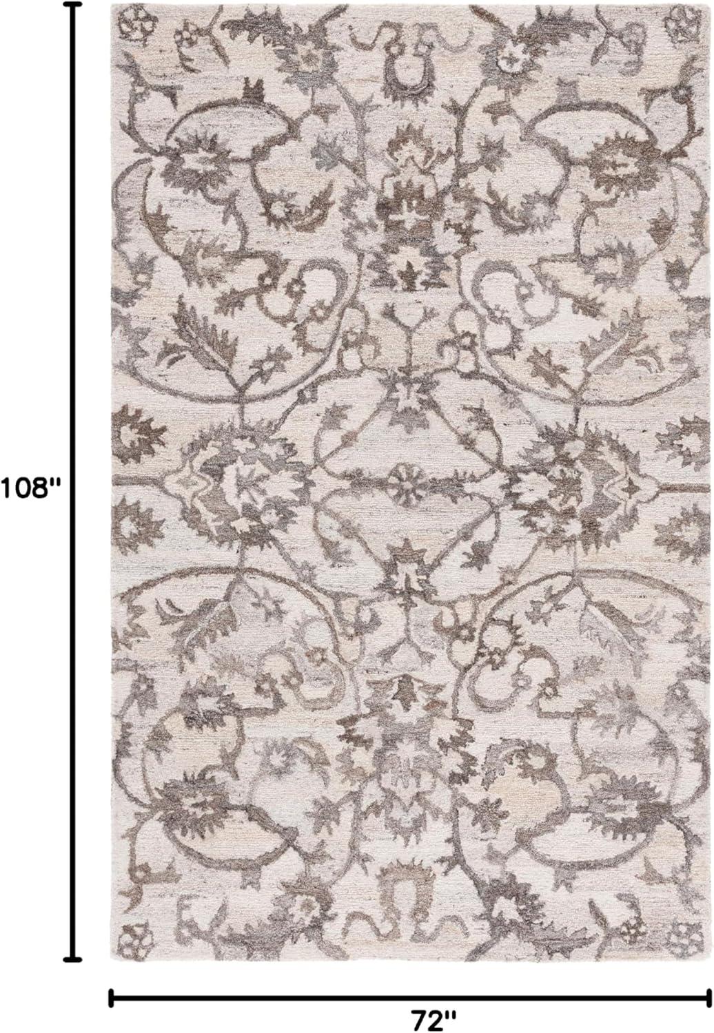 image:imageSAFAVIEH Area Rug 8x10 Anatolia Collection Large Beige amp Black Handmade Floral Scroll Design Ideal for Living Room Bedroom Office Dining Space AN401BIvoryBrown