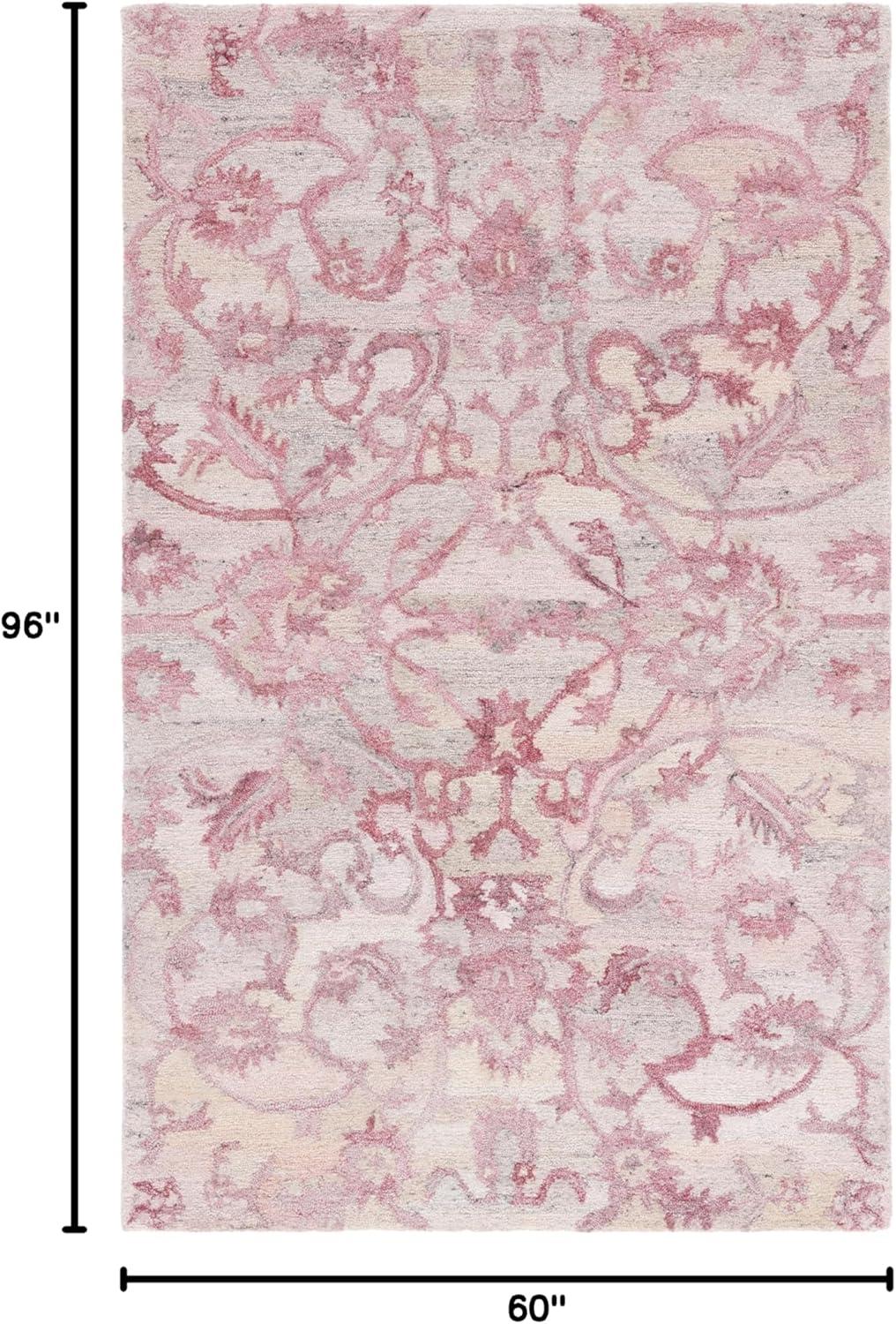 image:imageSAFAVIEH Area Rug 8x10 Anatolia Collection Large Beige amp Black Handmade Floral Scroll Design Ideal for Living Room Bedroom Office Dining Space AN401BLight Pink