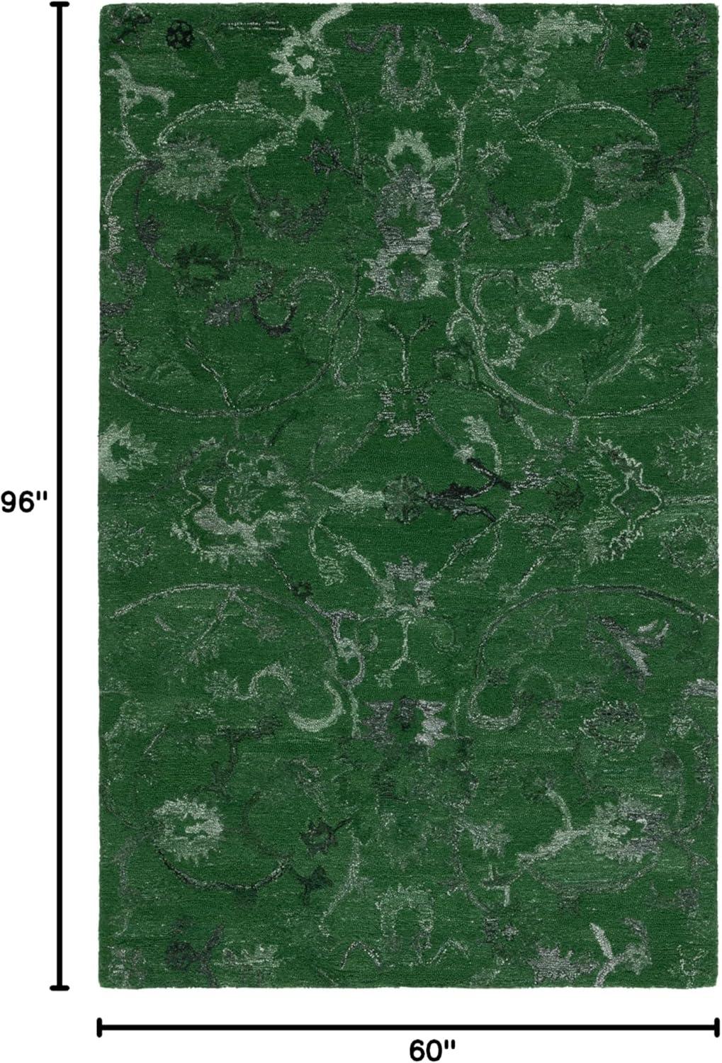 image:imageSAFAVIEH Area Rug 8x10 Anatolia Collection Large Beige amp Black Handmade Floral Scroll Design Ideal for Living Room Bedroom Office Dining Space AN401BDark Green