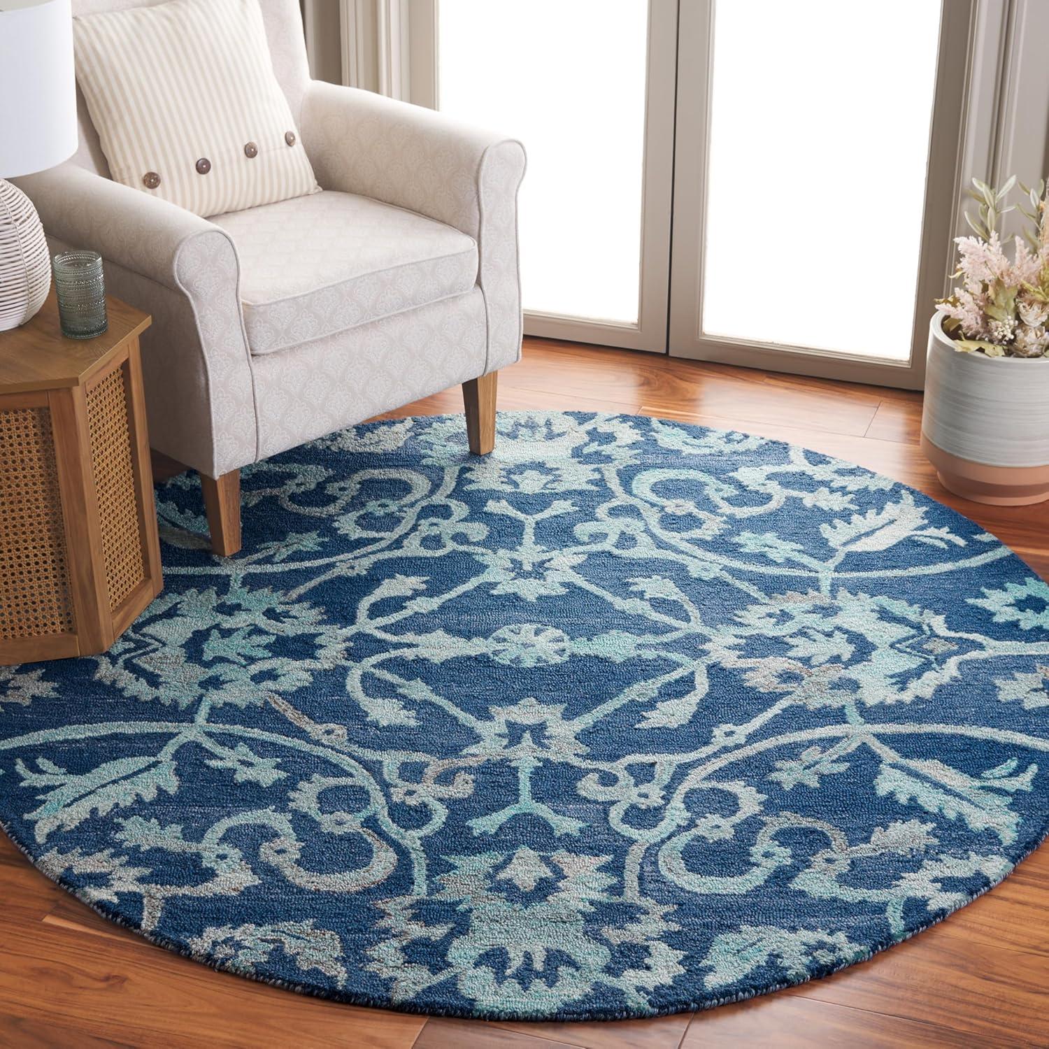 image:imageSAFAVIEH Area Rug 8x10 Anatolia Collection Large Beige amp Black Handmade Floral Scroll Design Ideal for Living Room Bedroom Office Dining Space AN401BNavy