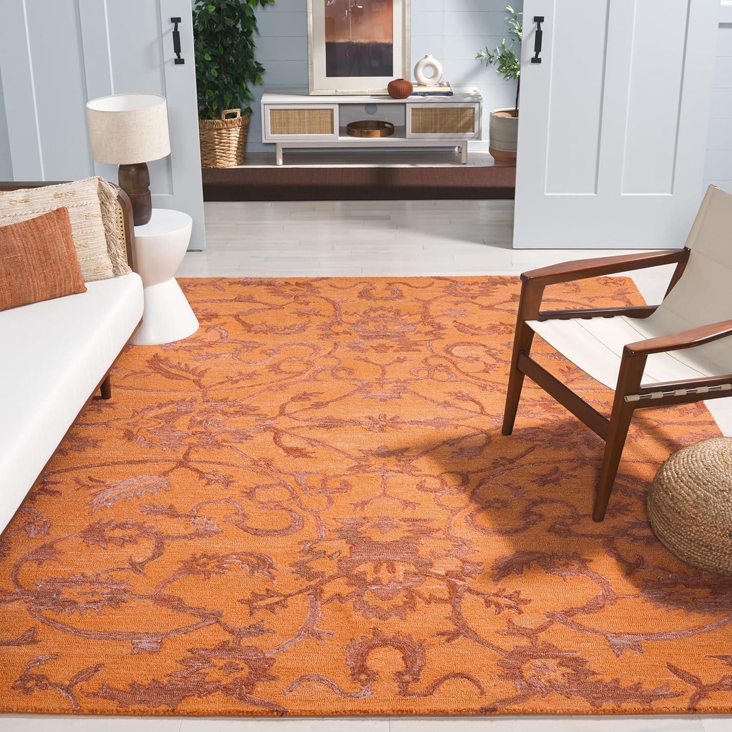 image:imageSAFAVIEH Area Rug 8x10 Anatolia Collection Large Beige amp Black Handmade Floral Scroll Design Ideal for Living Room Bedroom Office Dining Space AN401BRust