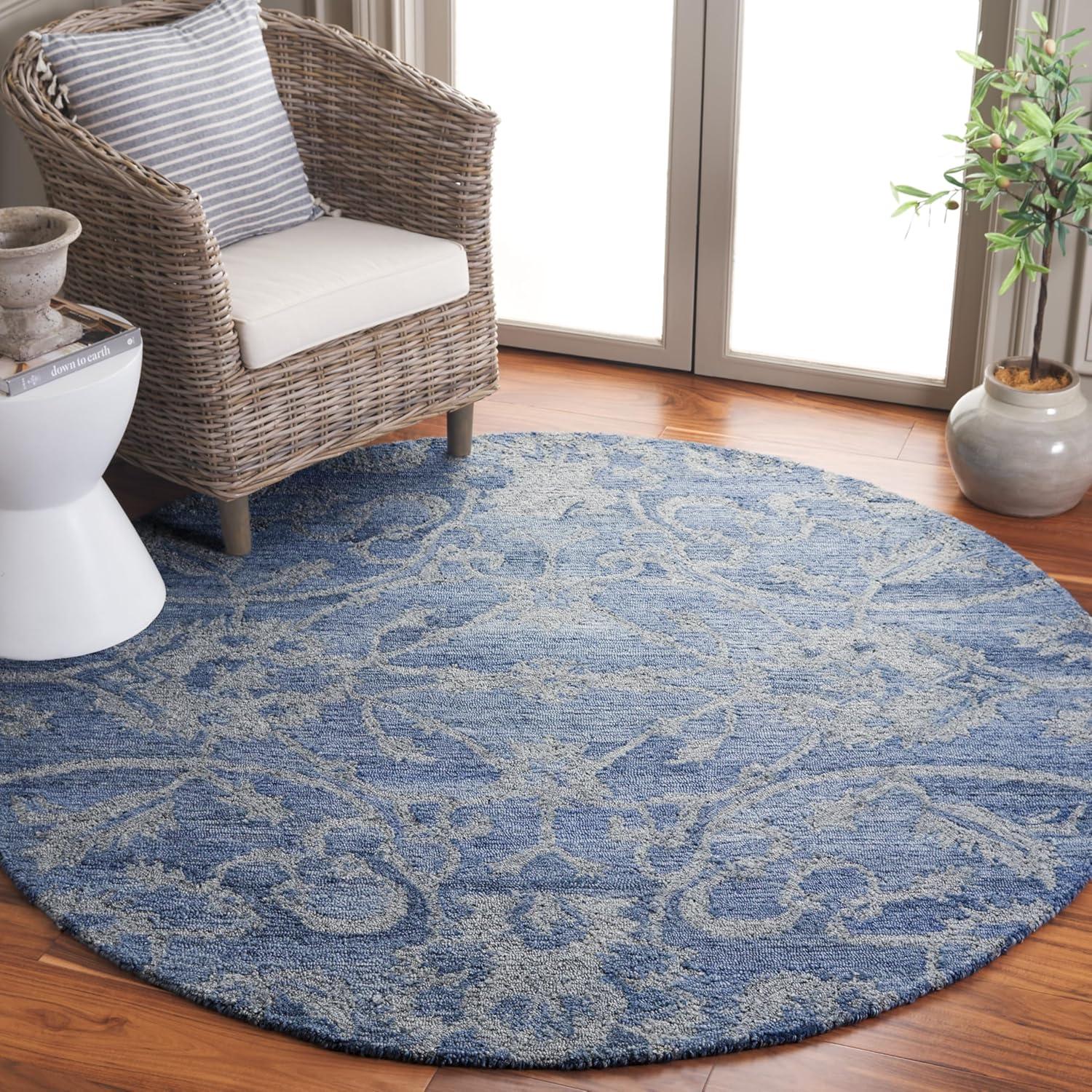 image:imageSAFAVIEH Area Rug 8x10 Anatolia Collection Large Beige amp Black Handmade Floral Scroll Design Ideal for Living Room Bedroom Office Dining Space AN401BBlueGrey