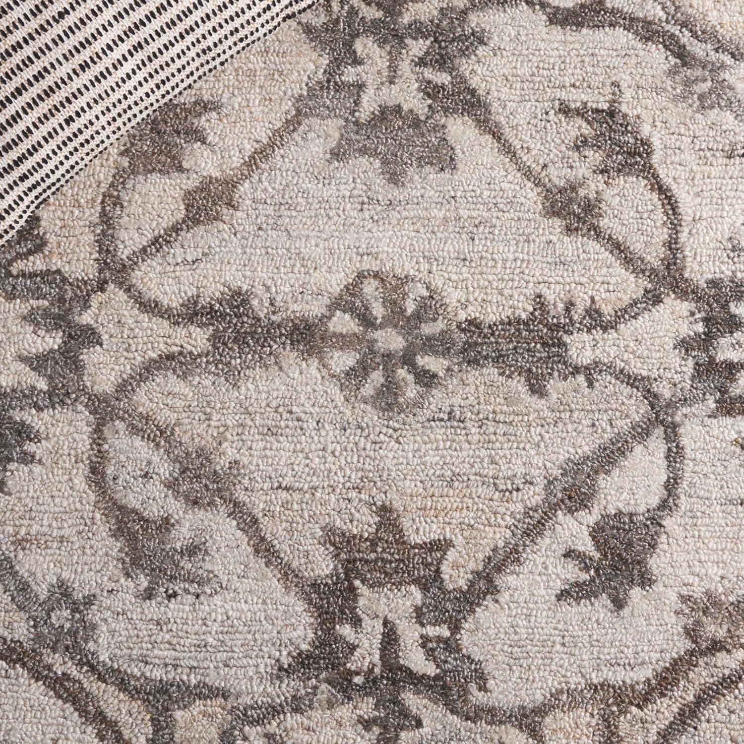 image:imageSAFAVIEH Area Rug 8x10 Anatolia Collection Large Beige amp Black Handmade Floral Scroll Design Ideal for Living Room Bedroom Office Dining Space AN401BIvoryBrown