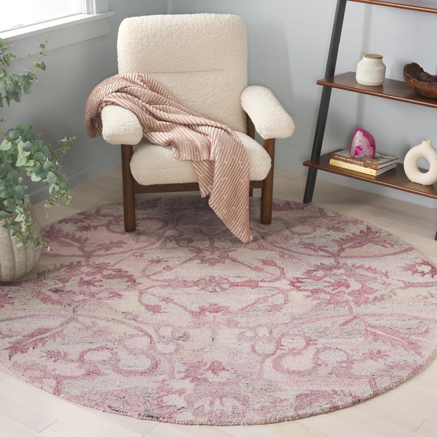 image:imageSAFAVIEH Area Rug 8x10 Anatolia Collection Large Beige amp Black Handmade Floral Scroll Design Ideal for Living Room Bedroom Office Dining Space AN401BLight Pink