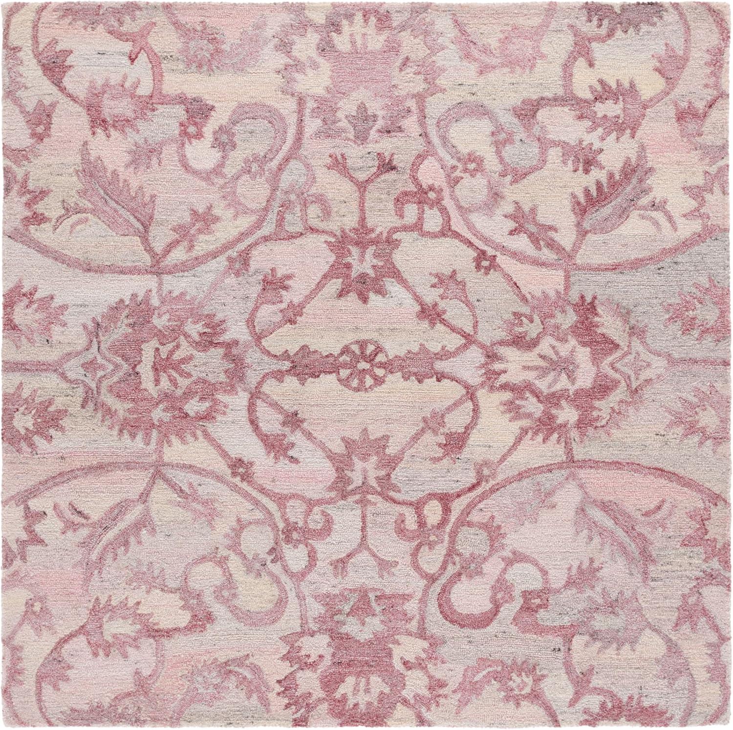 image:imageSAFAVIEH Area Rug 8x10 Anatolia Collection Large Beige amp Black Handmade Floral Scroll Design Ideal for Living Room Bedroom Office Dining Space AN401BLight Pink