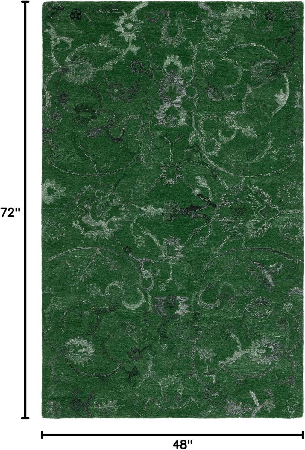 image:imageSAFAVIEH Area Rug 8x10 Anatolia Collection Large Beige amp Black Handmade Floral Scroll Design Ideal for Living Room Bedroom Office Dining Space AN401BDark Green