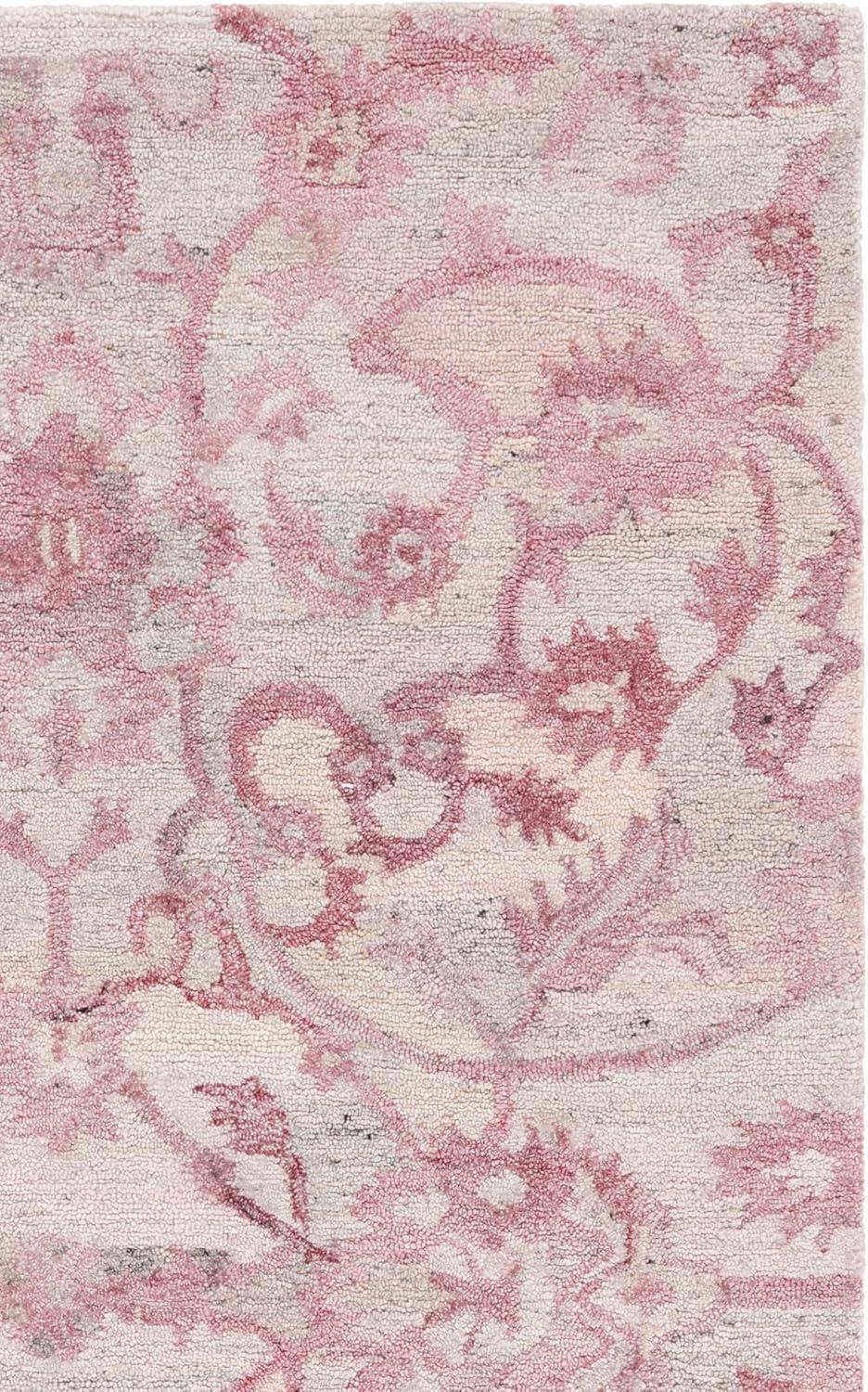 image:imageSAFAVIEH Area Rug 8x10 Anatolia Collection Large Beige amp Black Handmade Floral Scroll Design Ideal for Living Room Bedroom Office Dining Space AN401BLight Pink