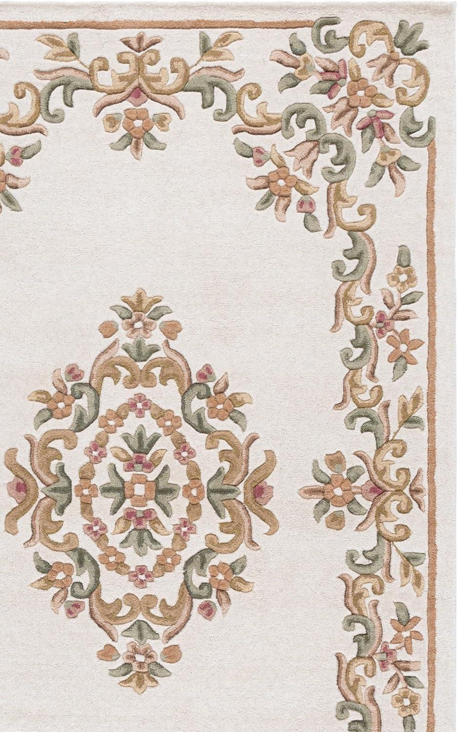image:imageSAFAVIEH Area Rug 8x10 Aubusson Collection Large Ivory amp Green Handmade Wool Traditional Design Ideal for Living Room Bedroom Office Dining Space AUB301A