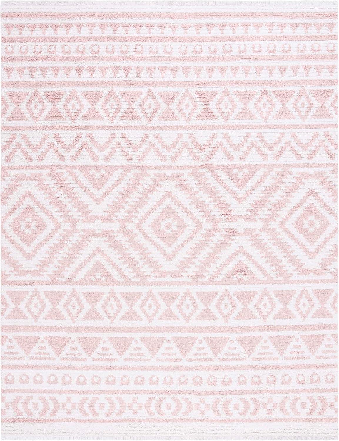 image:imageSAFAVIEH Area Rug 8x10 Augustine Collection Large Green amp Ivory Cotton Moroccan Boho Tribal Fringe Design Easy Cleaning Ideal for Living Room Bedroom Office Dining Space AGT849YIvoryPink