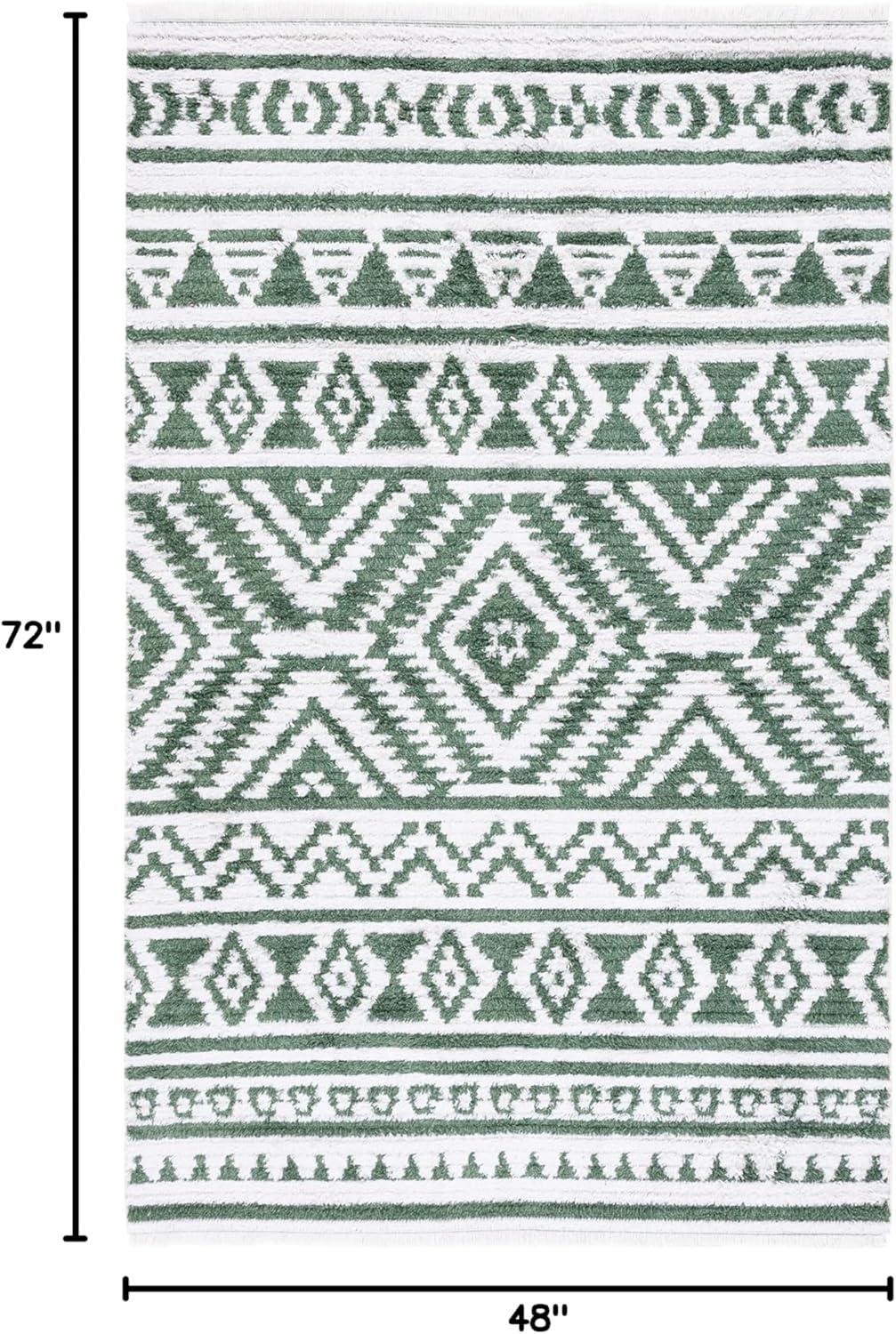 image:imageSAFAVIEH Area Rug 8x10 Augustine Collection Large Green amp Ivory Cotton Moroccan Boho Tribal Fringe Design Easy Cleaning Ideal for Living Room Bedroom Office Dining Space AGT849YGreenIvory