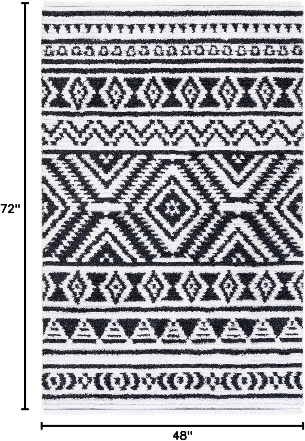 image:imageSAFAVIEH Area Rug 8x10 Augustine Collection Large Green amp Ivory Cotton Moroccan Boho Tribal Fringe Design Easy Cleaning Ideal for Living Room Bedroom Office Dining Space AGT849YBlackIvory