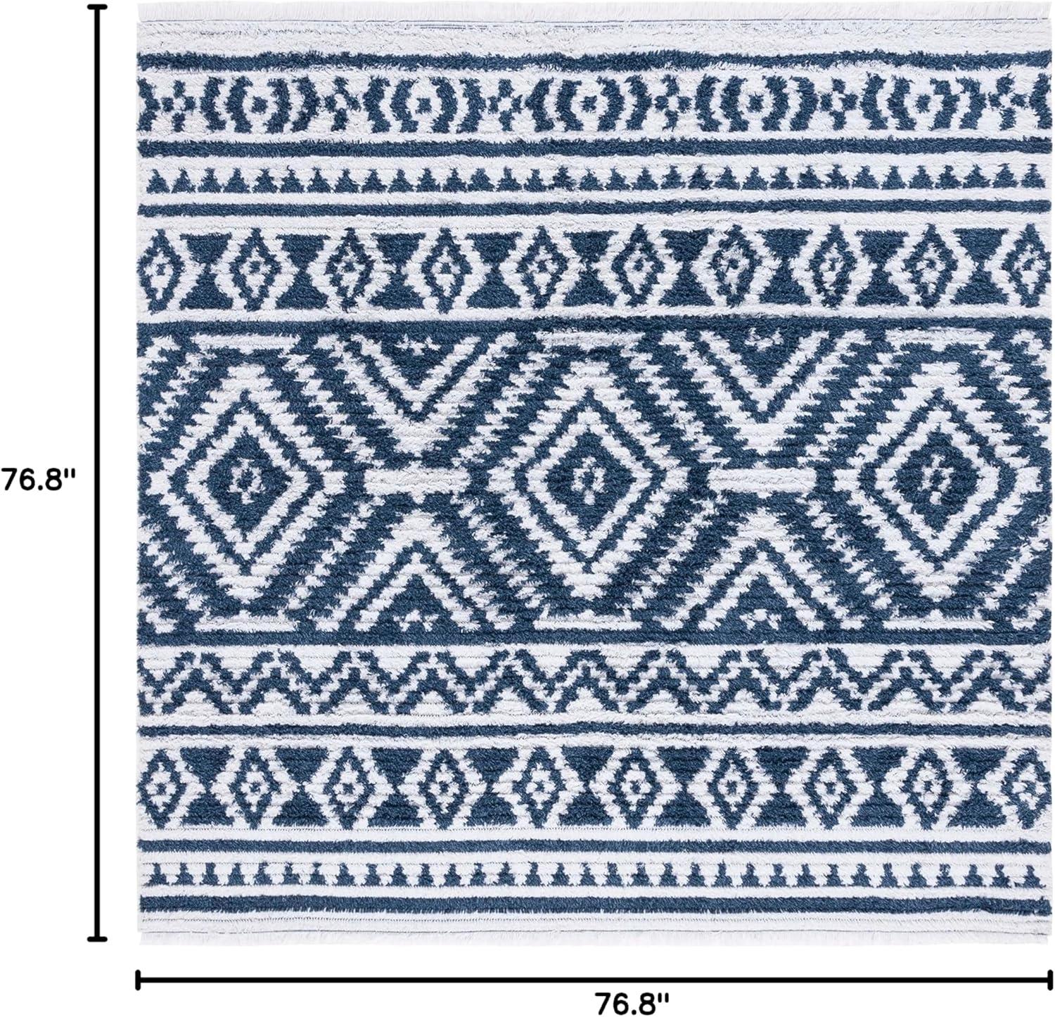 image:imageSAFAVIEH Area Rug 8x10 Augustine Collection Large Green amp Ivory Cotton Moroccan Boho Tribal Fringe Design Easy Cleaning Ideal for Living Room Bedroom Office Dining Space AGT849YNavyIvory