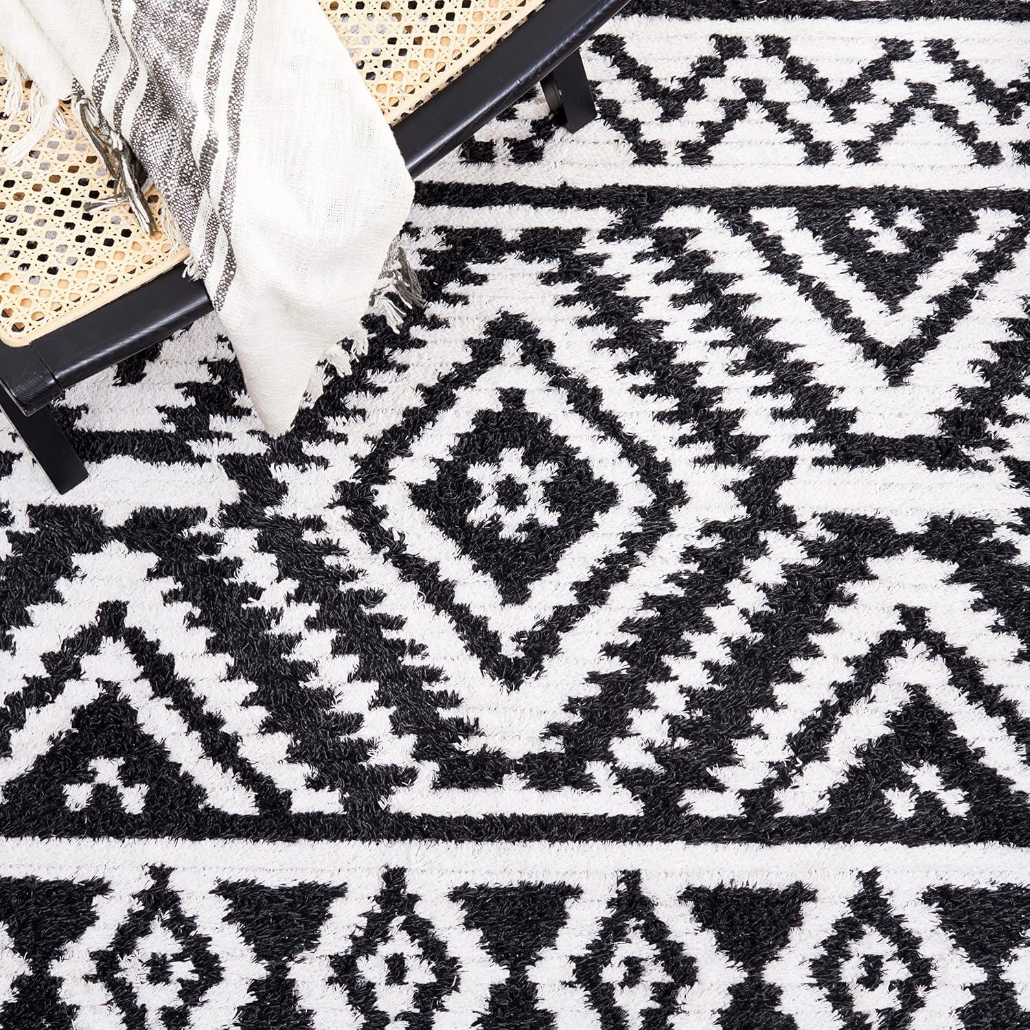 image:imageSAFAVIEH Area Rug 8x10 Augustine Collection Large Green amp Ivory Cotton Moroccan Boho Tribal Fringe Design Easy Cleaning Ideal for Living Room Bedroom Office Dining Space AGT849YBlackIvory