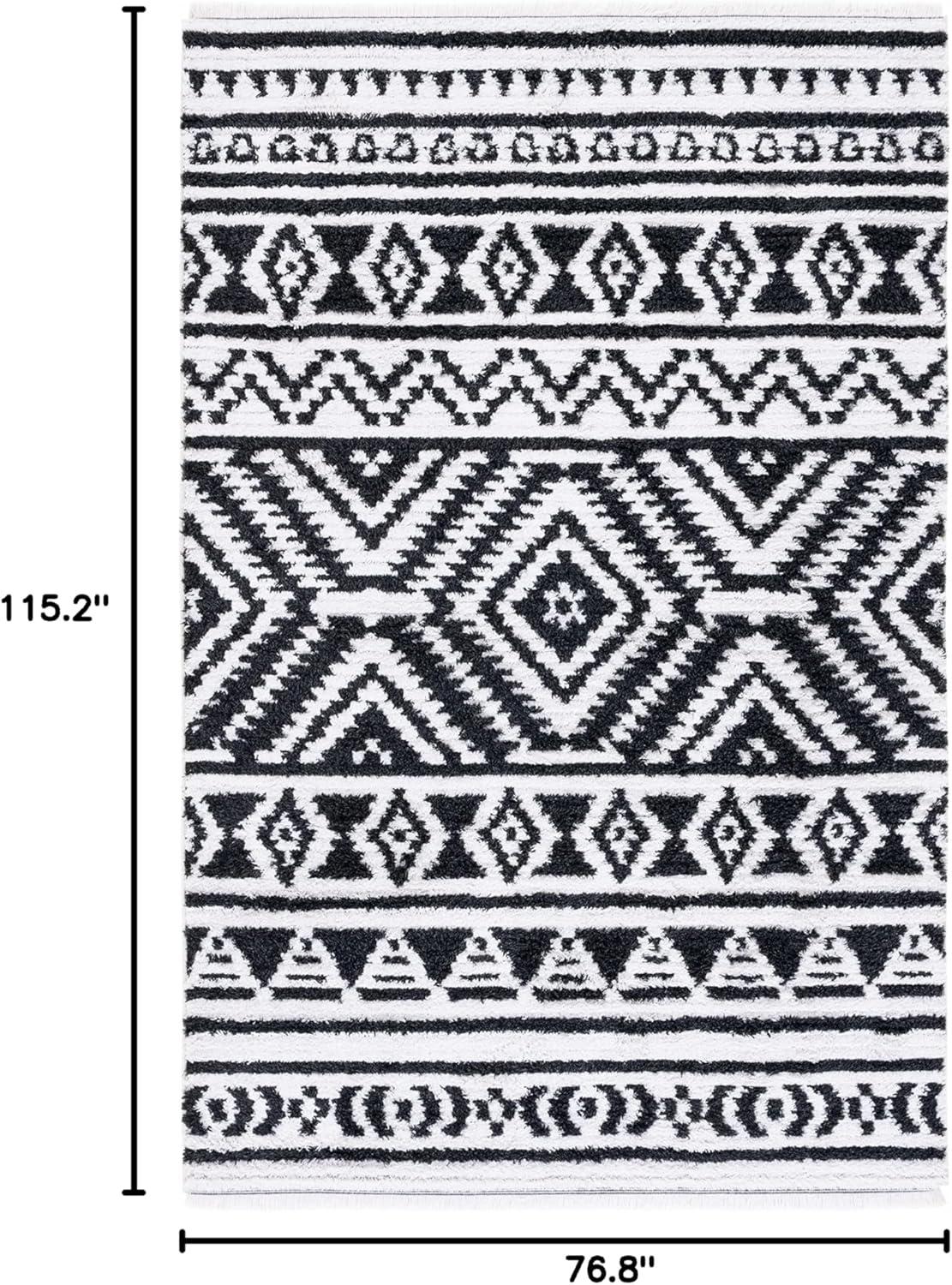 image:imageSAFAVIEH Area Rug 8x10 Augustine Collection Large Green amp Ivory Cotton Moroccan Boho Tribal Fringe Design Easy Cleaning Ideal for Living Room Bedroom Office Dining Space AGT849YBlackIvory