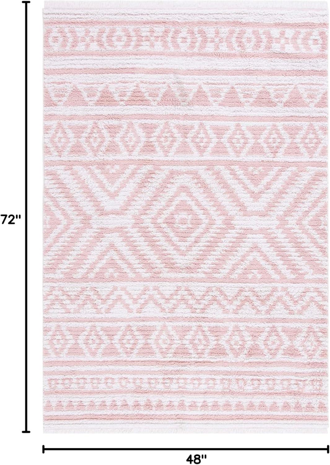 image:imageSAFAVIEH Area Rug 8x10 Augustine Collection Large Green amp Ivory Cotton Moroccan Boho Tribal Fringe Design Easy Cleaning Ideal for Living Room Bedroom Office Dining Space AGT849YIvoryPink