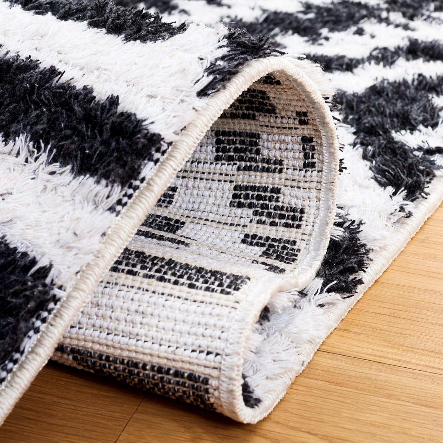 image:imageSAFAVIEH Area Rug 8x10 Augustine Collection Large Green amp Ivory Cotton Moroccan Boho Tribal Fringe Design Easy Cleaning Ideal for Living Room Bedroom Office Dining Space AGT849YBlackIvory