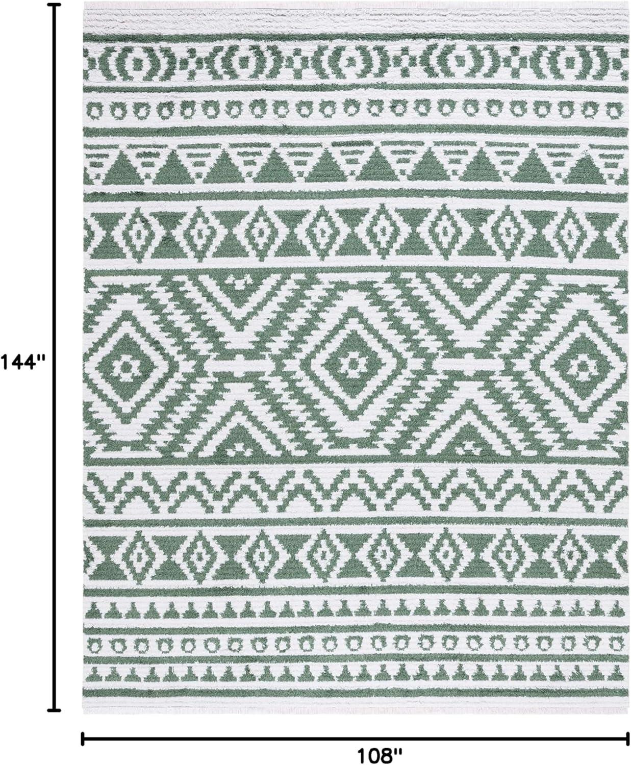 image:imageSAFAVIEH Area Rug 8x10 Augustine Collection Large Green amp Ivory Cotton Moroccan Boho Tribal Fringe Design Easy Cleaning Ideal for Living Room Bedroom Office Dining Space AGT849YGreenIvory