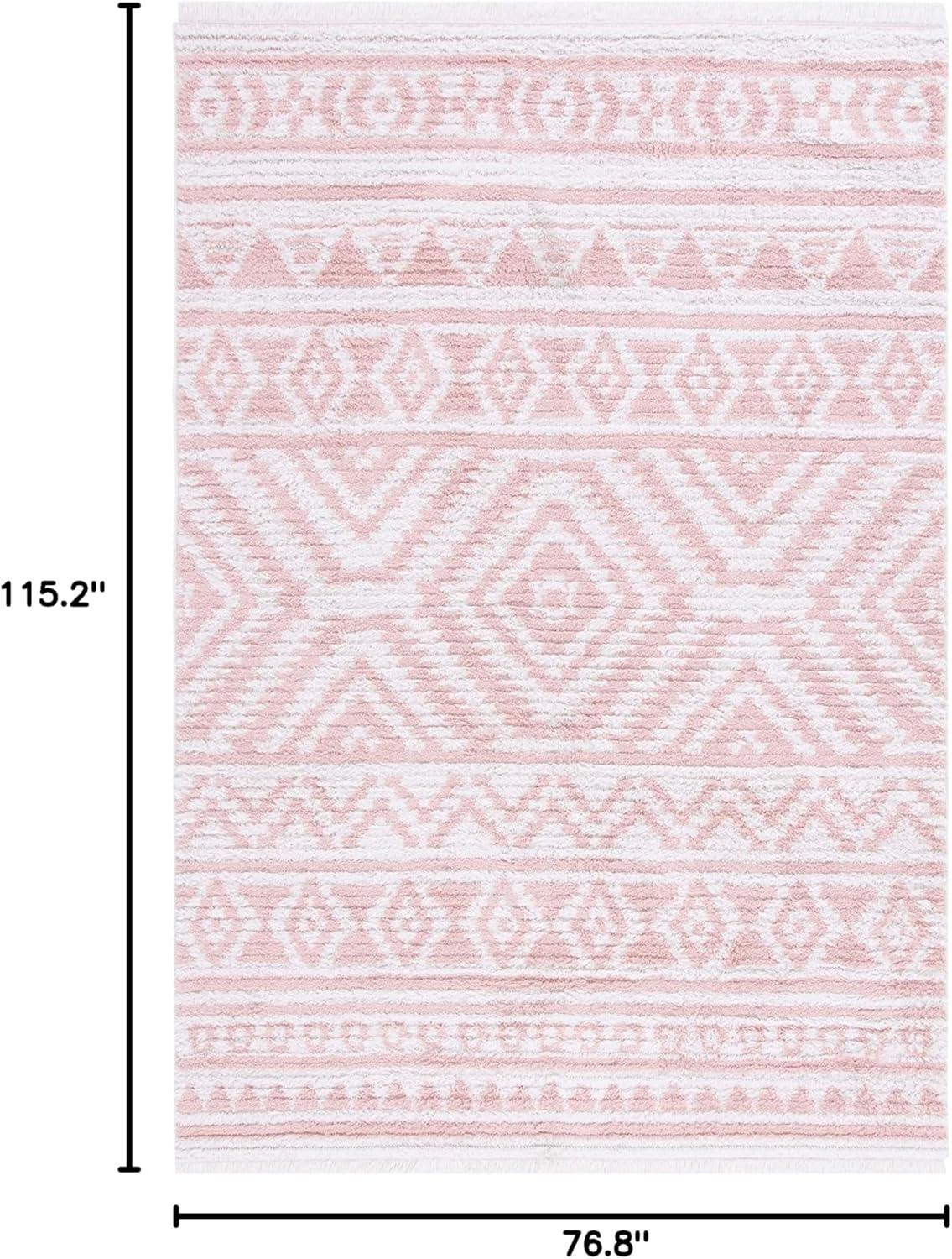 image:imageSAFAVIEH Area Rug 8x10 Augustine Collection Large Green amp Ivory Cotton Moroccan Boho Tribal Fringe Design Easy Cleaning Ideal for Living Room Bedroom Office Dining Space AGT849YIvoryPink