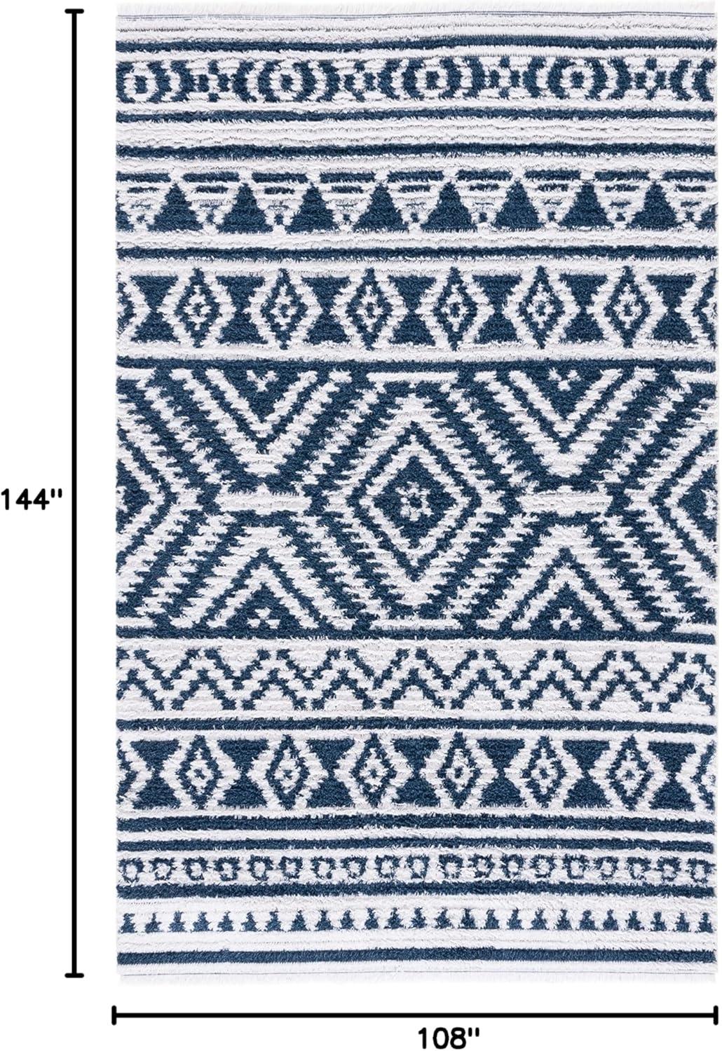 image:imageSAFAVIEH Area Rug 8x10 Augustine Collection Large Green amp Ivory Cotton Moroccan Boho Tribal Fringe Design Easy Cleaning Ideal for Living Room Bedroom Office Dining Space AGT849YNavyIvory