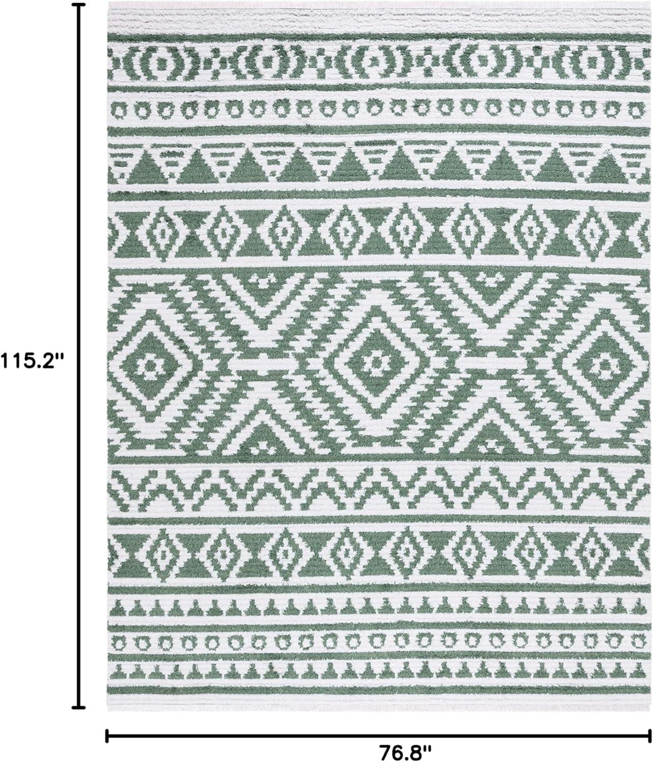 image:imageSAFAVIEH Area Rug 8x10 Augustine Collection Large Green amp Ivory Cotton Moroccan Boho Tribal Fringe Design Easy Cleaning Ideal for Living Room Bedroom Office Dining Space AGT849YGreenIvory