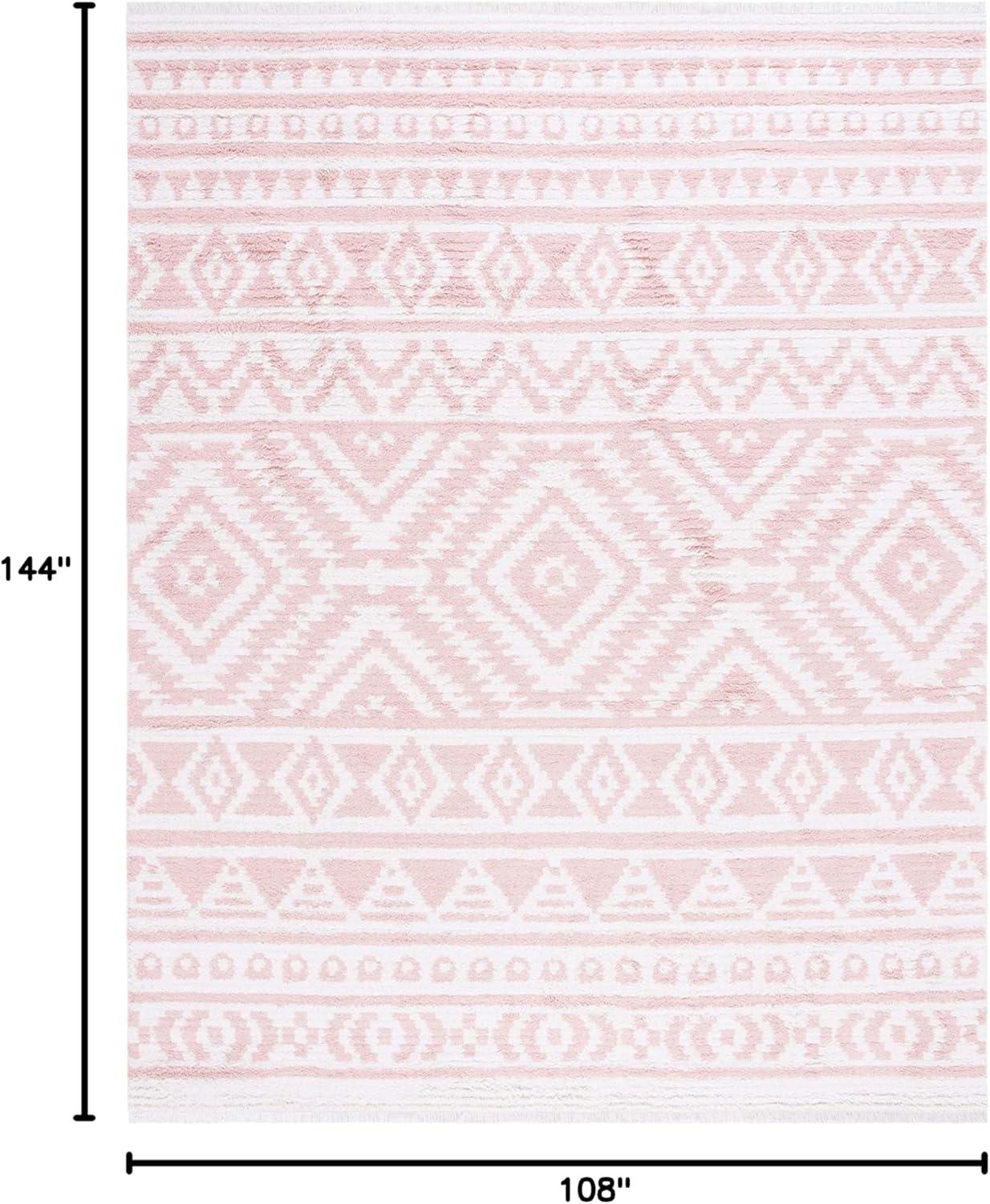 image:imageSAFAVIEH Area Rug 8x10 Augustine Collection Large Green amp Ivory Cotton Moroccan Boho Tribal Fringe Design Easy Cleaning Ideal for Living Room Bedroom Office Dining Space AGT849YIvoryPink