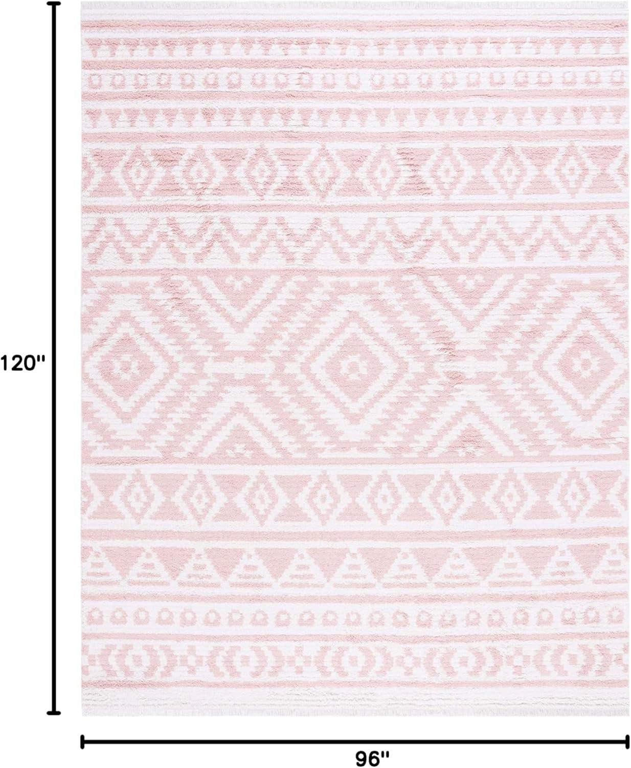 image:imageSAFAVIEH Area Rug 8x10 Augustine Collection Large Green amp Ivory Cotton Moroccan Boho Tribal Fringe Design Easy Cleaning Ideal for Living Room Bedroom Office Dining Space AGT849YIvoryPink