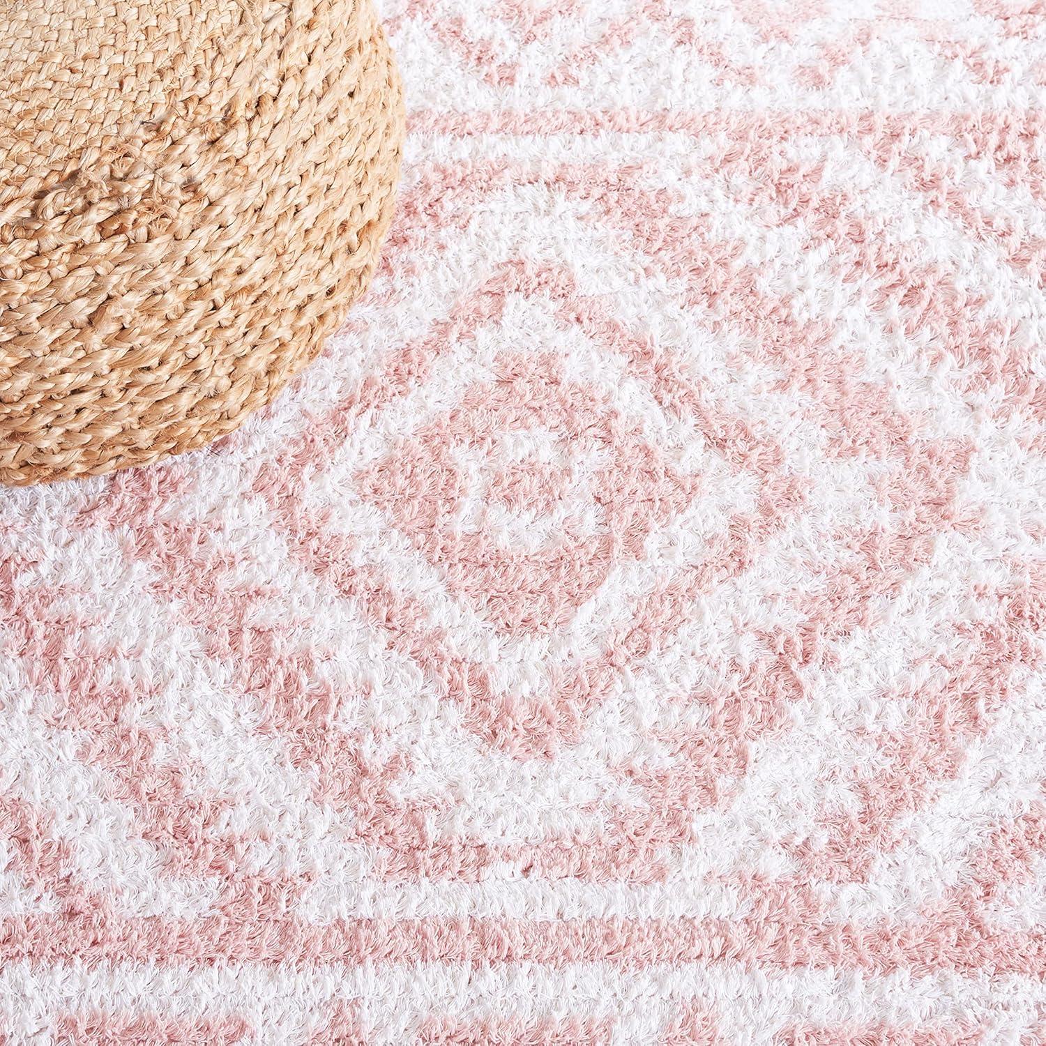 image:imageSAFAVIEH Area Rug 8x10 Augustine Collection Large Green amp Ivory Cotton Moroccan Boho Tribal Fringe Design Easy Cleaning Ideal for Living Room Bedroom Office Dining Space AGT849YIvoryPink