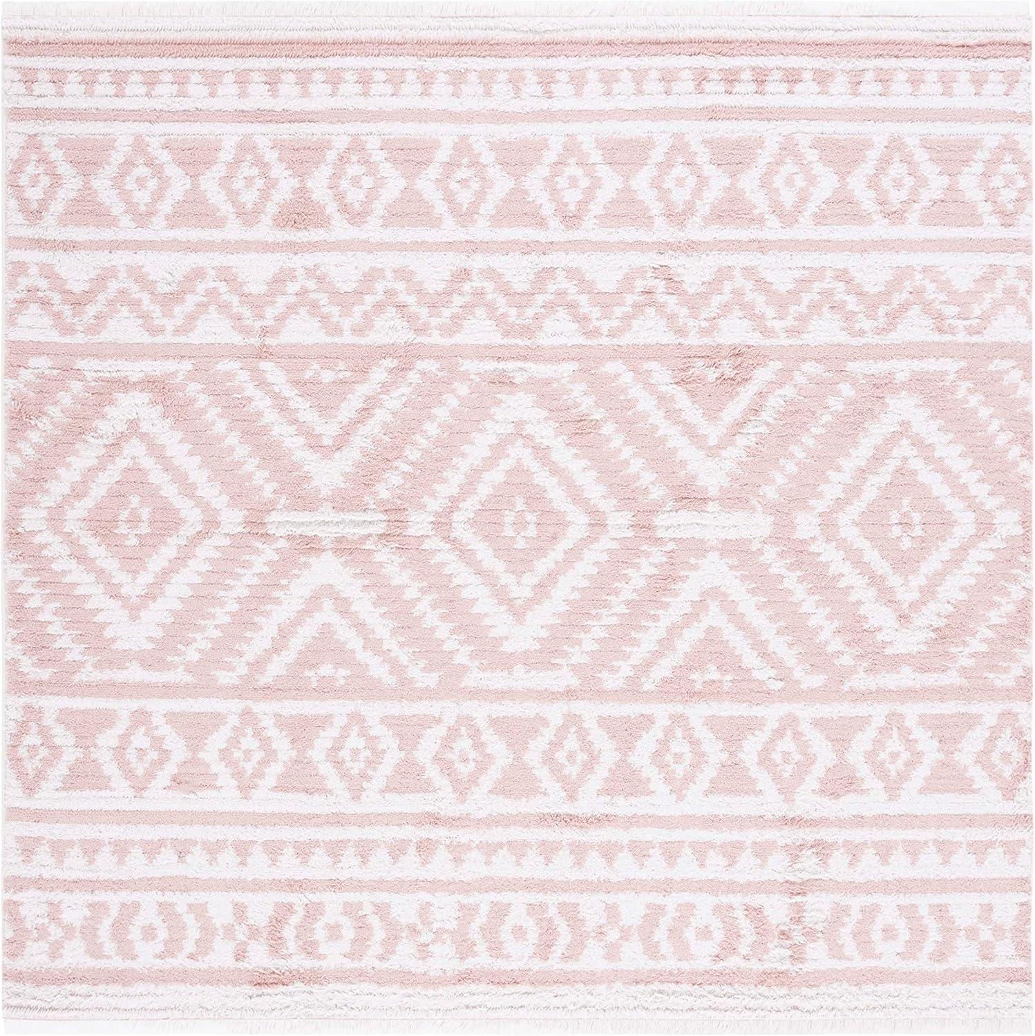 image:imageSAFAVIEH Area Rug 8x10 Augustine Collection Large Green amp Ivory Cotton Moroccan Boho Tribal Fringe Design Easy Cleaning Ideal for Living Room Bedroom Office Dining Space AGT849YIvoryPink