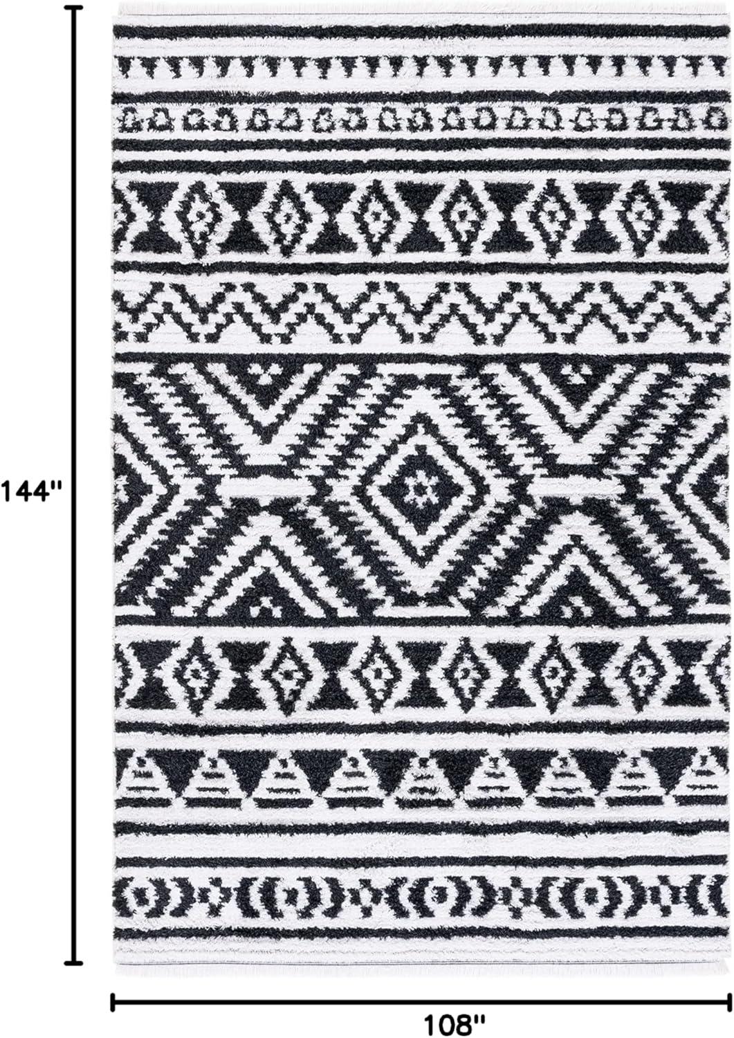 image:imageSAFAVIEH Area Rug 8x10 Augustine Collection Large Green amp Ivory Cotton Moroccan Boho Tribal Fringe Design Easy Cleaning Ideal for Living Room Bedroom Office Dining Space AGT849YBlackIvory