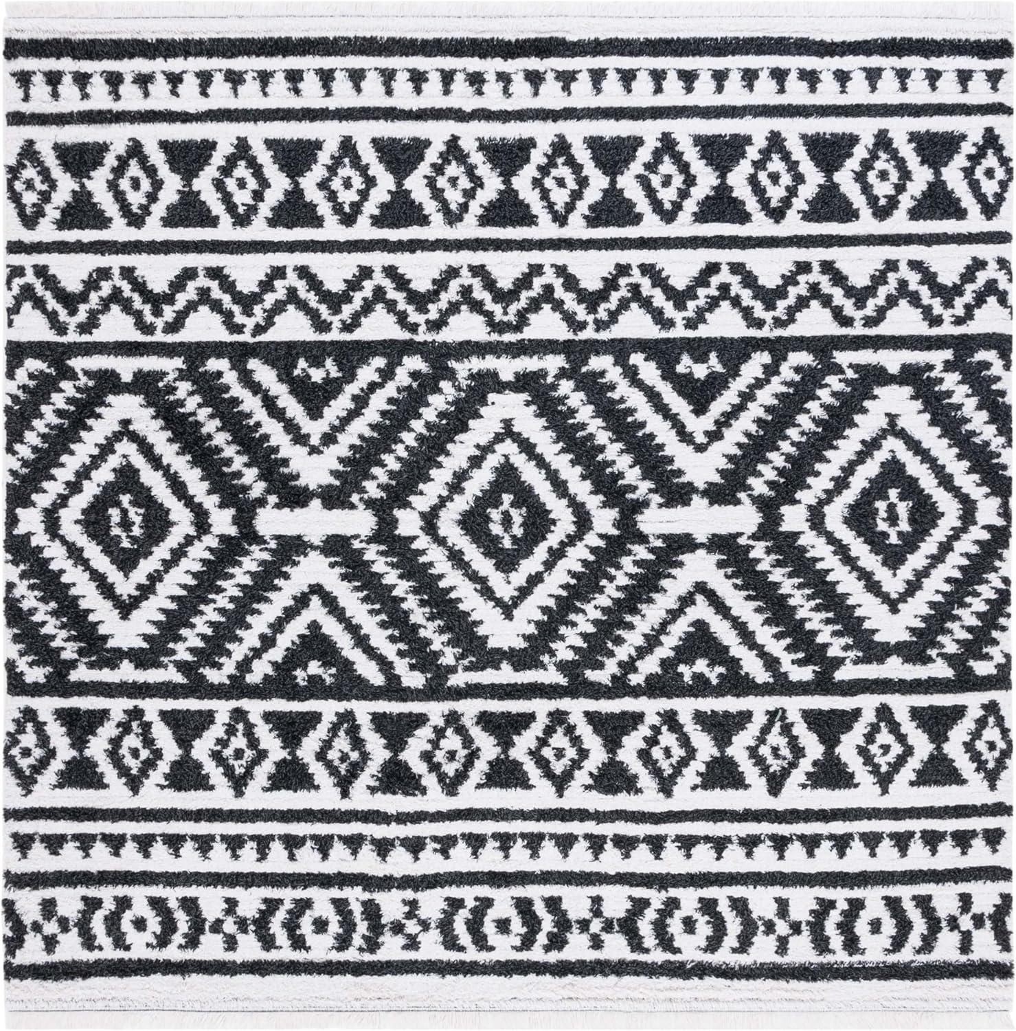 image:imageSAFAVIEH Area Rug 8x10 Augustine Collection Large Green amp Ivory Cotton Moroccan Boho Tribal Fringe Design Easy Cleaning Ideal for Living Room Bedroom Office Dining Space AGT849YBlackIvory